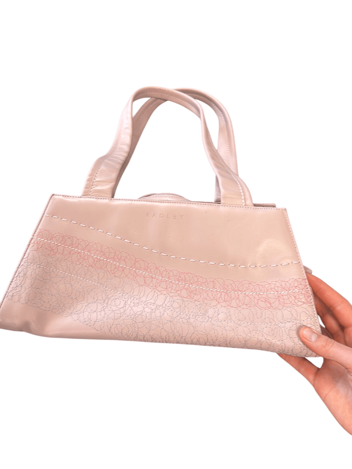 Radley Pink Leather Handbag with Textured Panel Detail