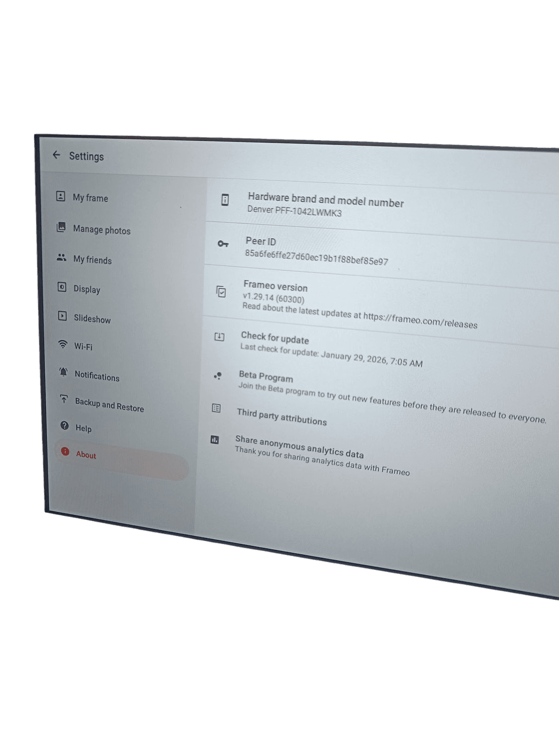 إطار صور رقمي Denver PFF-1042LWMK3 مع برنامج Frameo - إطار عرض صور ذكي بخاصية واي فاي