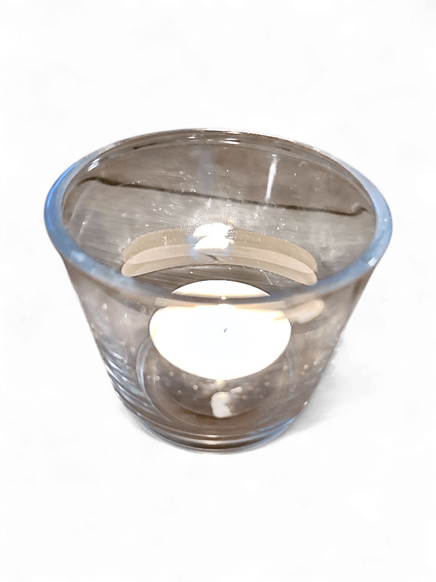 Glass Tealight Candle Holder with White Tealight 1
