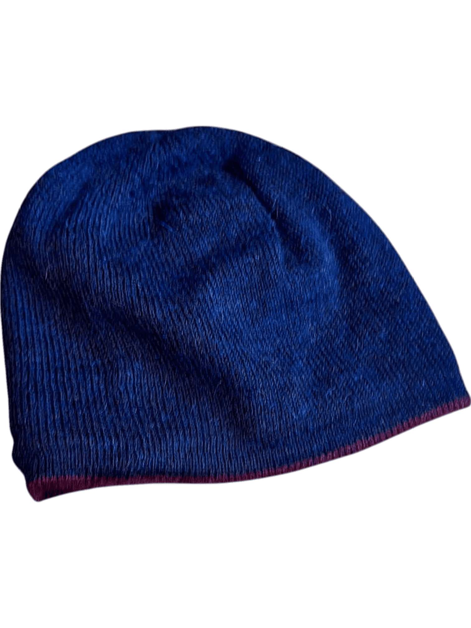 Zweifarbige Strick-Beanie in Navy und Burgundy 2