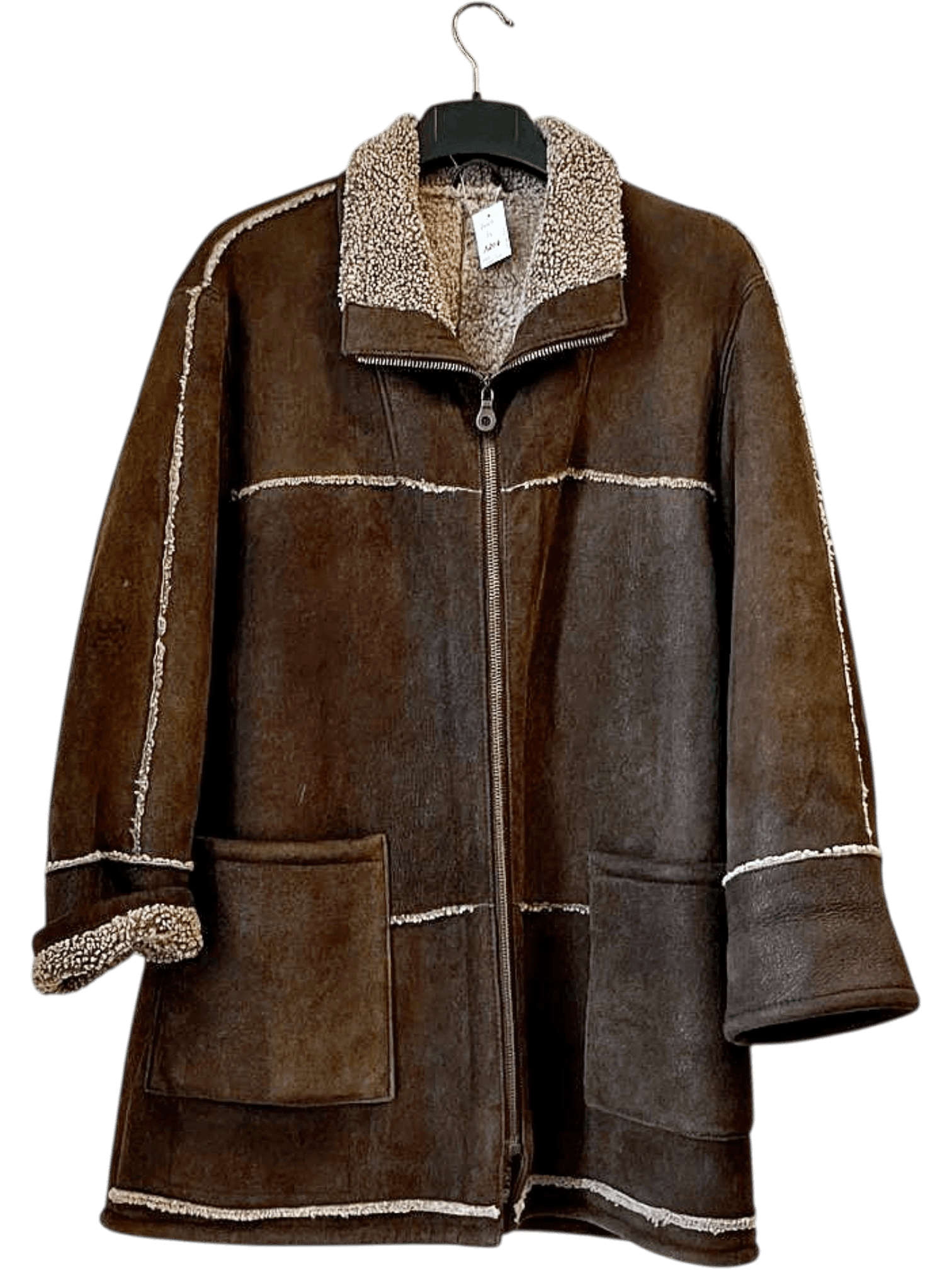 Vintage 90s Brown Leather Sherpa-Lined Jacket - Size M 1