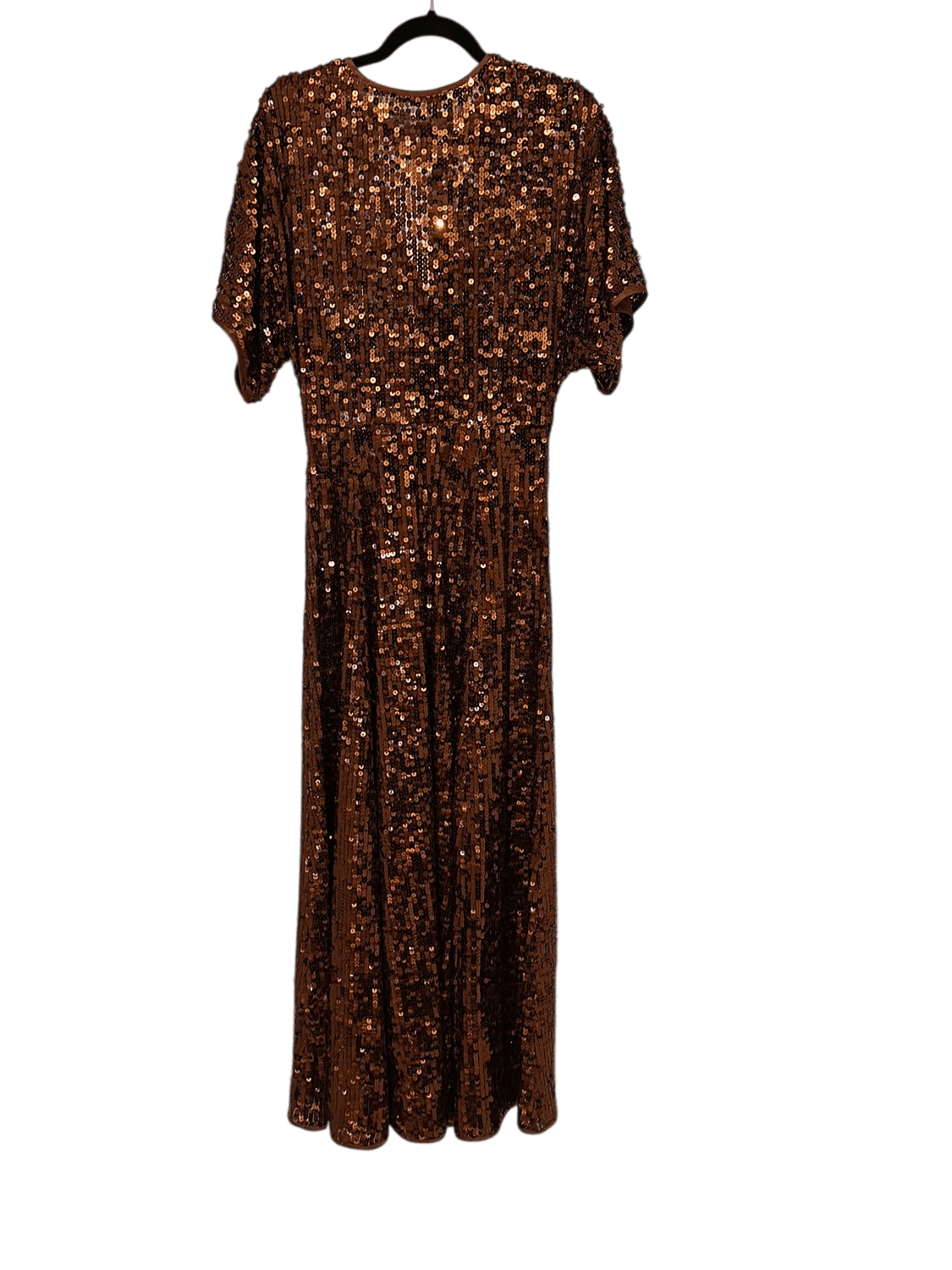UTERQÜE Copper Sequin V-Neck Maxi Dress - Size M - New with Tags 3