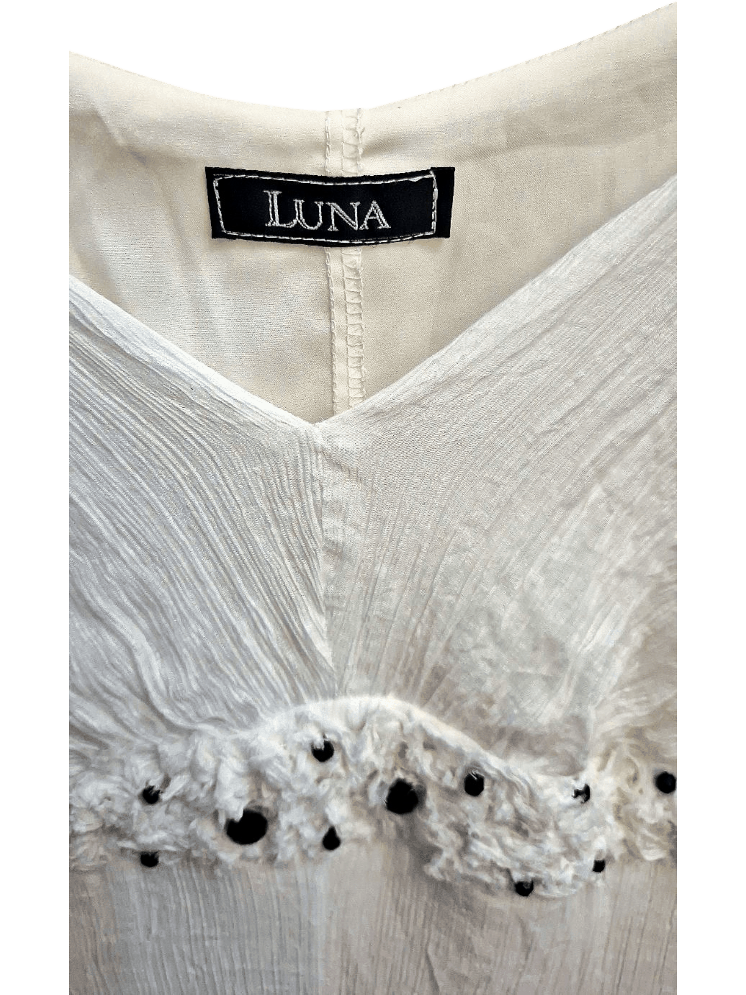 LUNA White Sleeveless Sundress with Decorative Waistline - Vintage 2