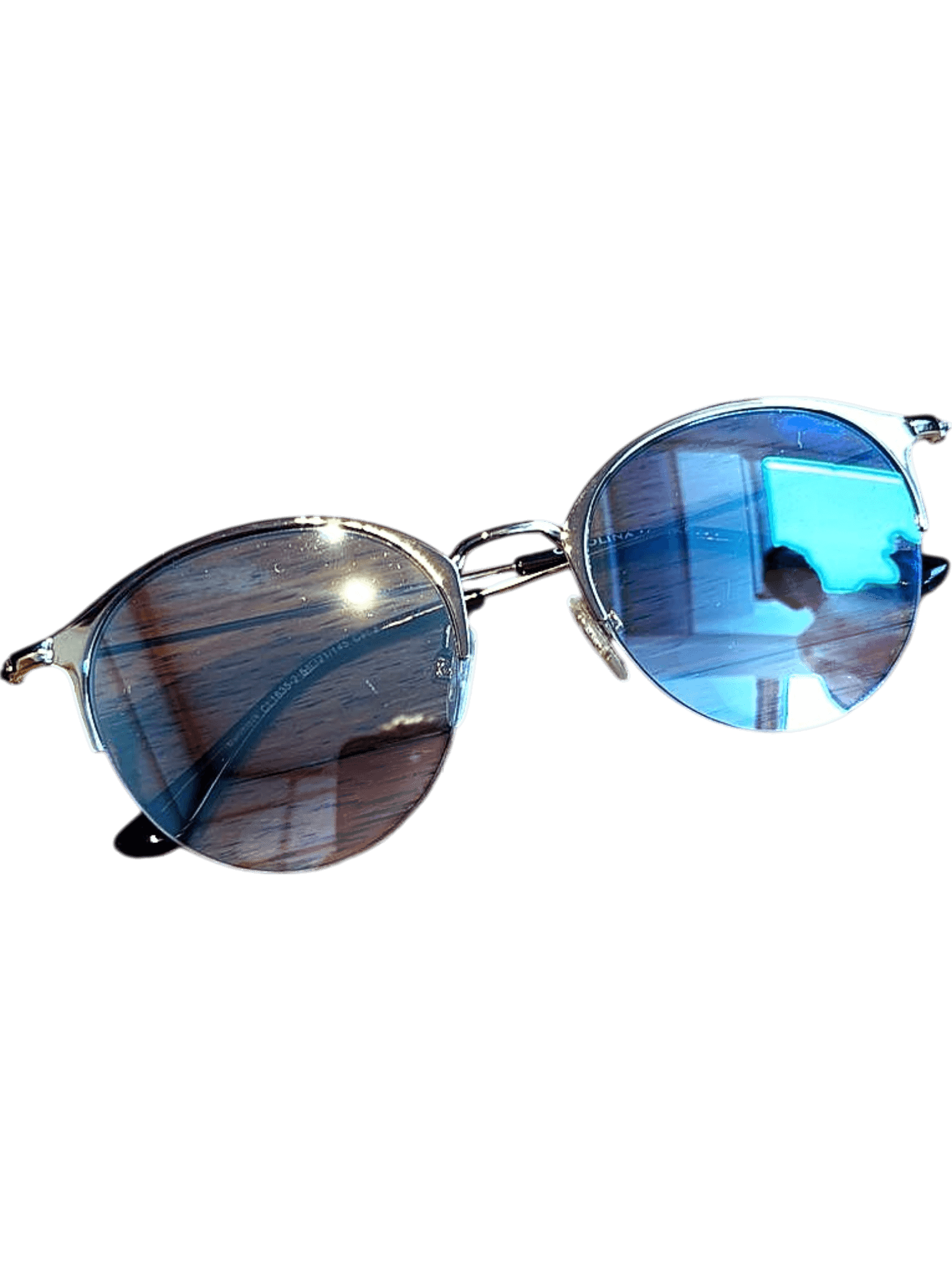 Carolina Lemke Berlin Round Sunglasses with Blue Mirrored Lenses 3