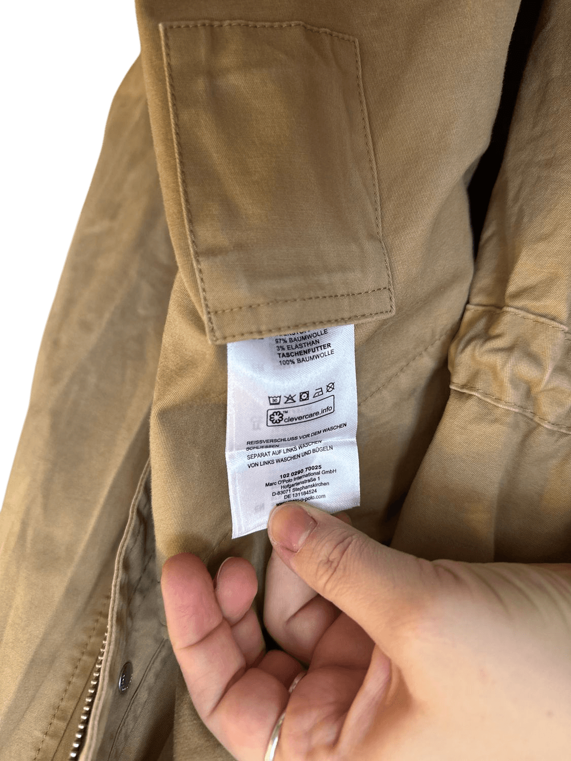 Marc O'Polo Beige Cotton Parka Jacket with Hood - Size M 5