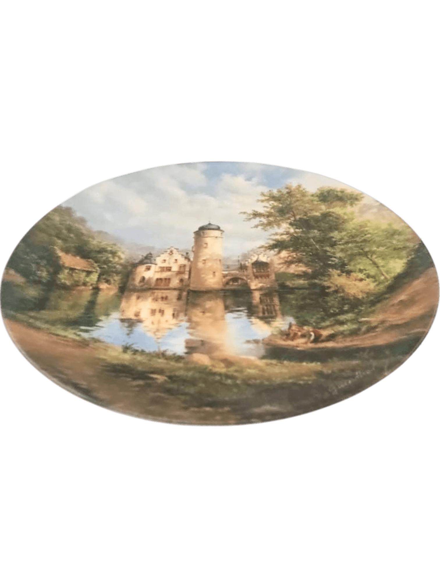 Vintage Decorative Porcelain Plate with Scenic Castle Landscape 2