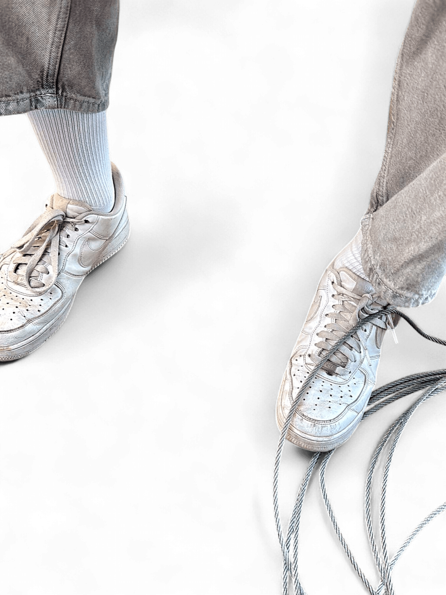 Nike Air Force 1 White Leather Sneakers - Used Condition 1