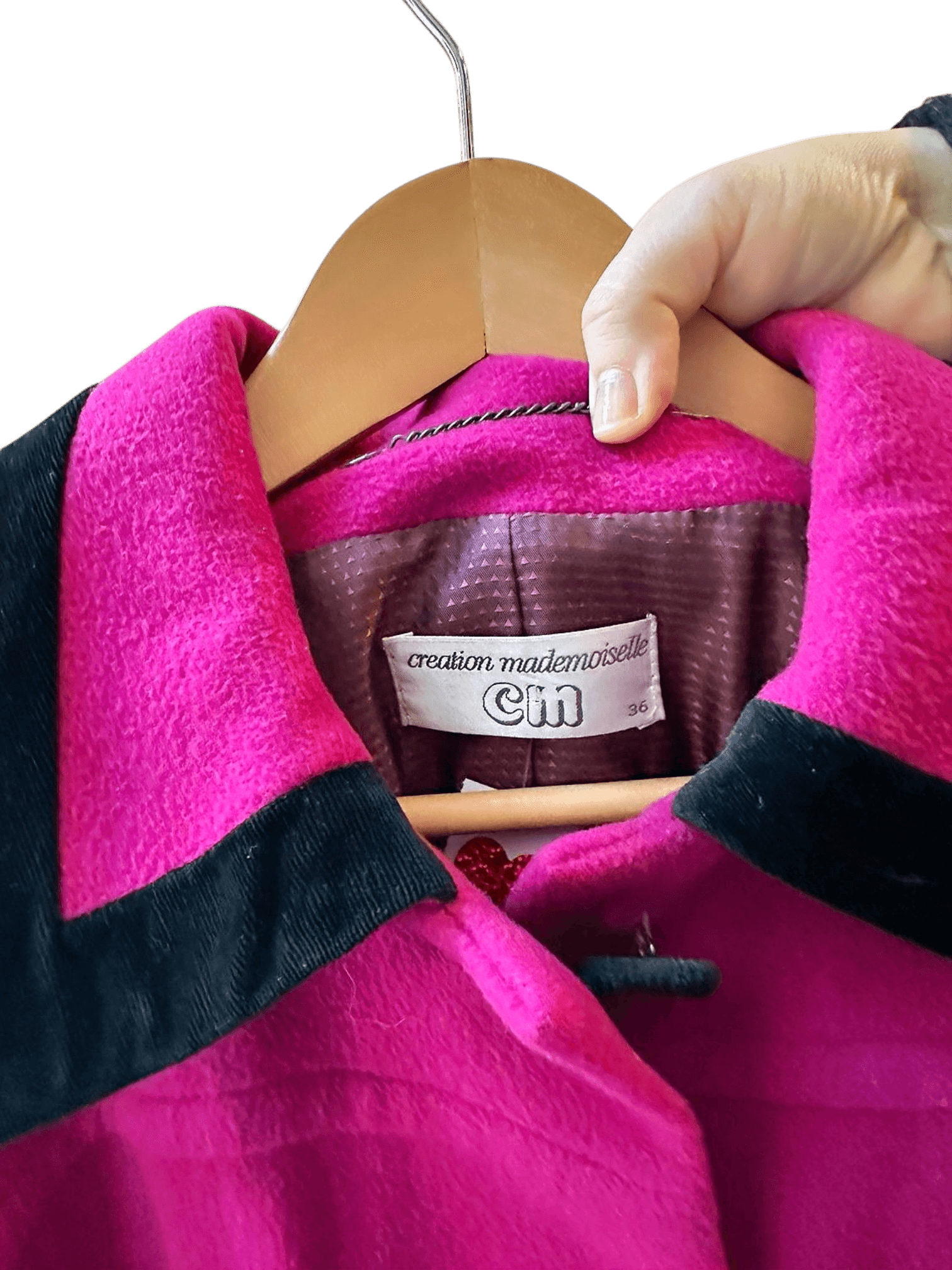 Vintage Creation Mademoiselle Pink Wool Trench Coat - Size 36 3