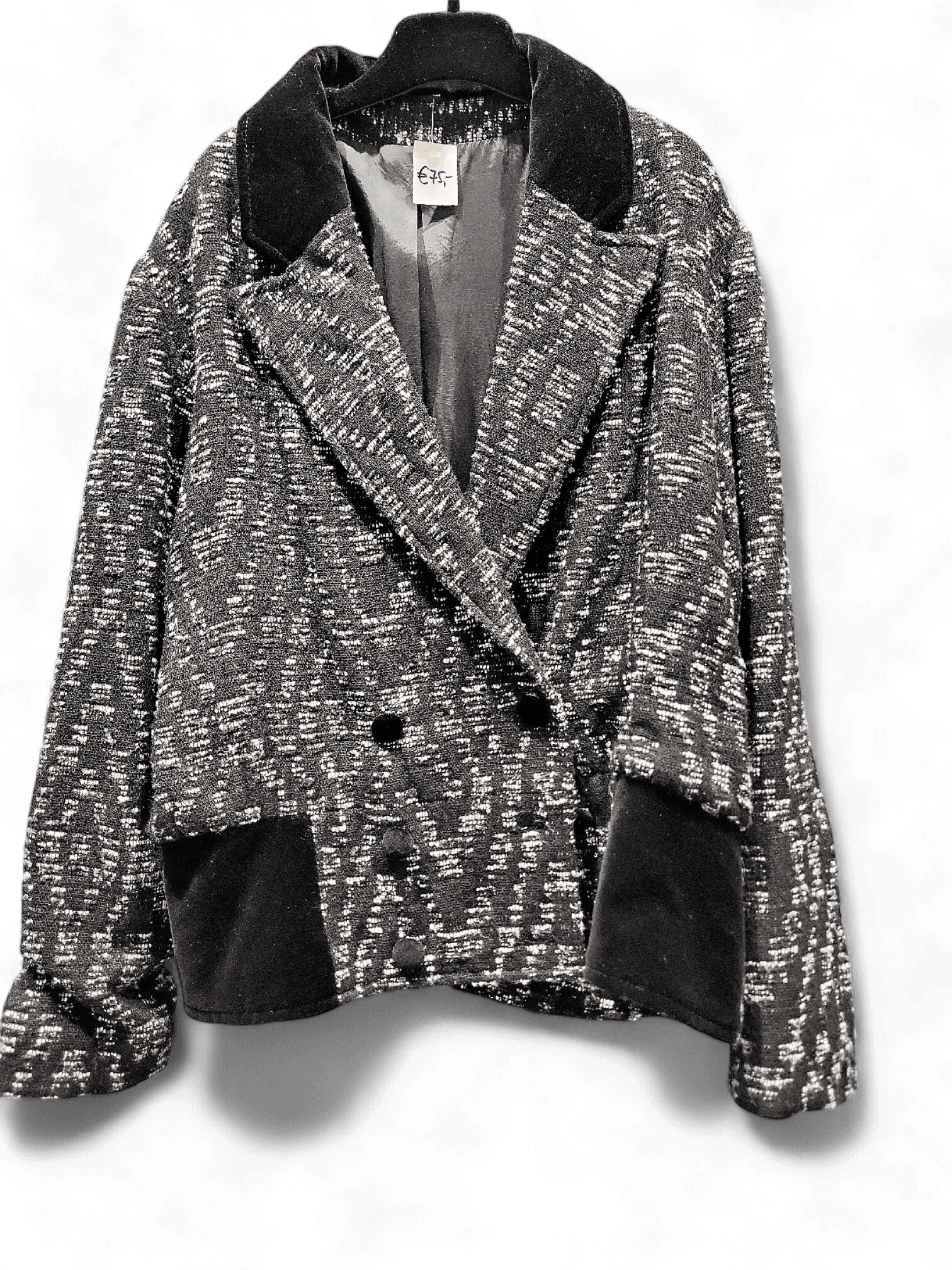 Modern Black & White Patterned Pea Coat 1