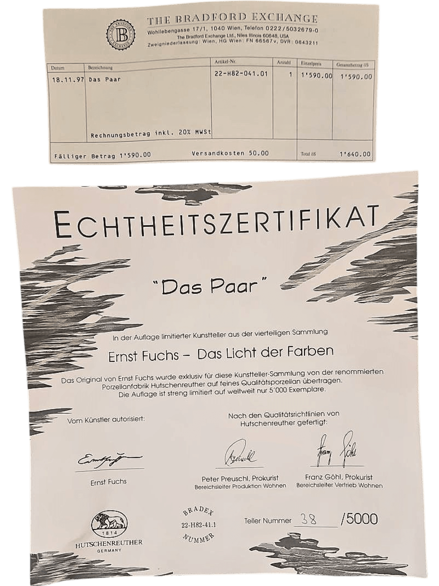 Limited Edition Ernst Fuchs 'Das Paar' Collectible Plate #38/5000 3