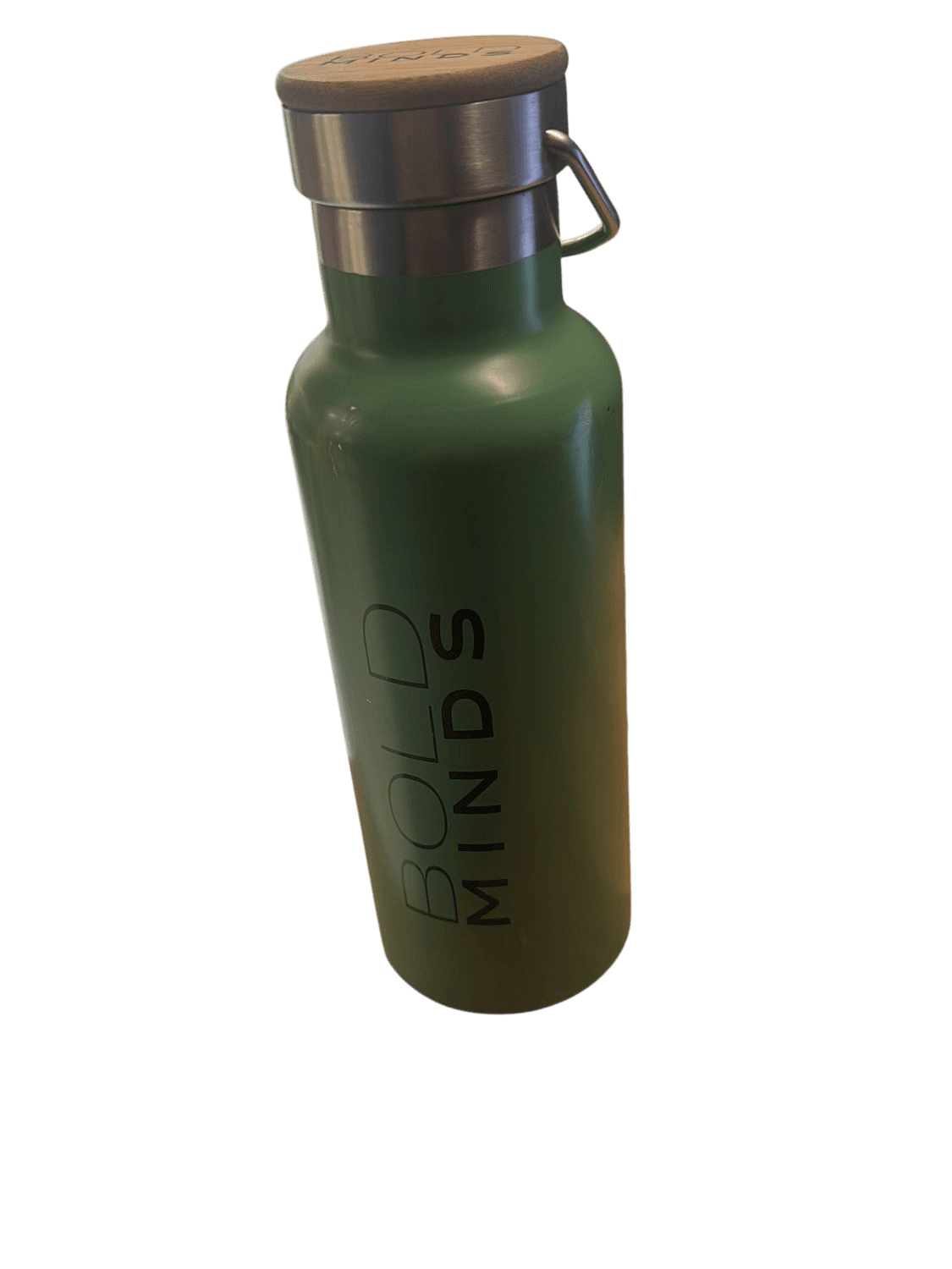 Bold Minds Green Stainless Steel Water Bottle with Wooden Lid - Damaged