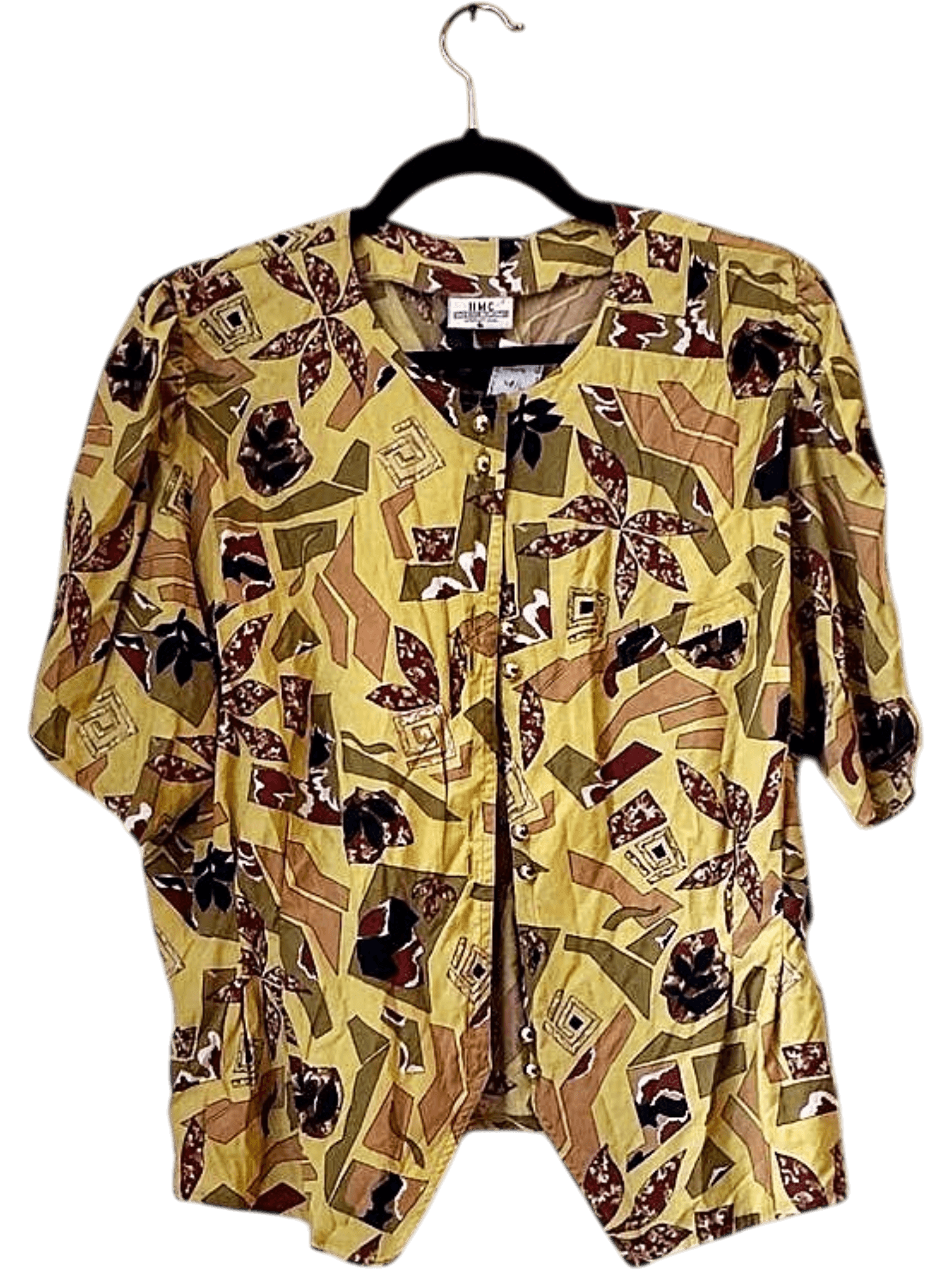 Vintage HMC International Abstract Print Blouse - Size 16 - West-Germany 1