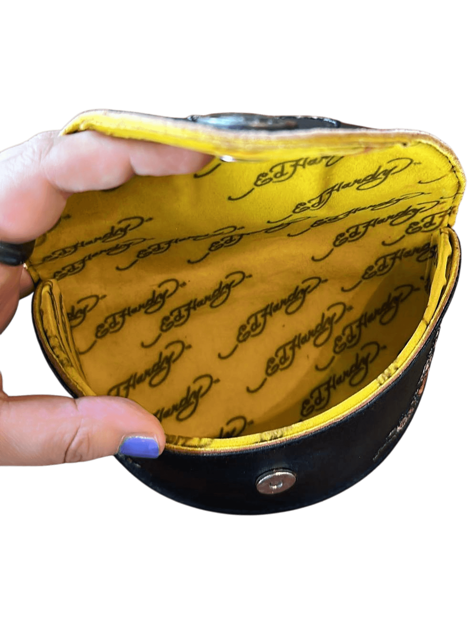 Ed Hardy Vintage Tattoo Eyewear Black Leather Glasses Case 6