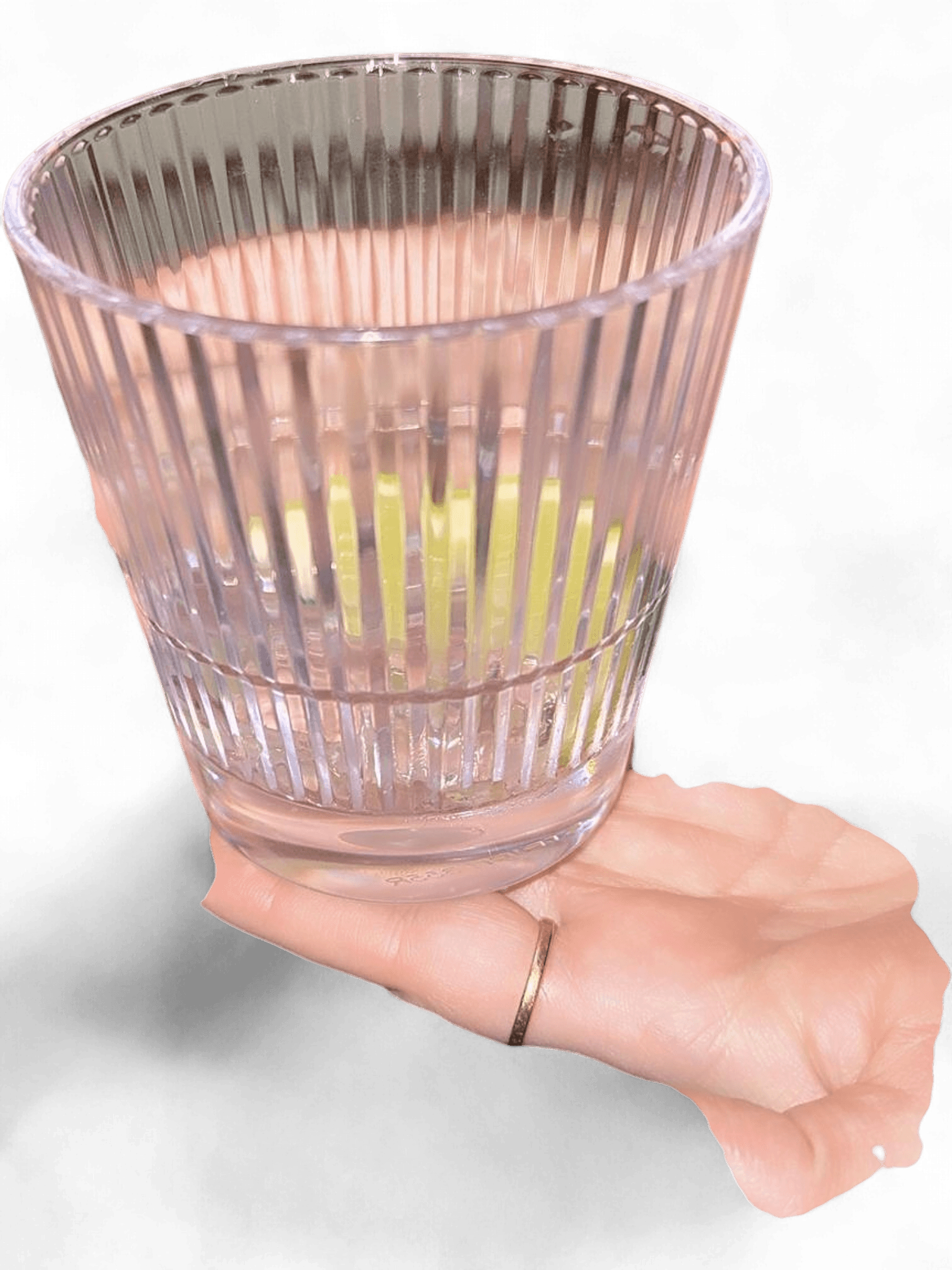 Vintage Ribbed Glass Tumbler - Clear Drinking Glass 1