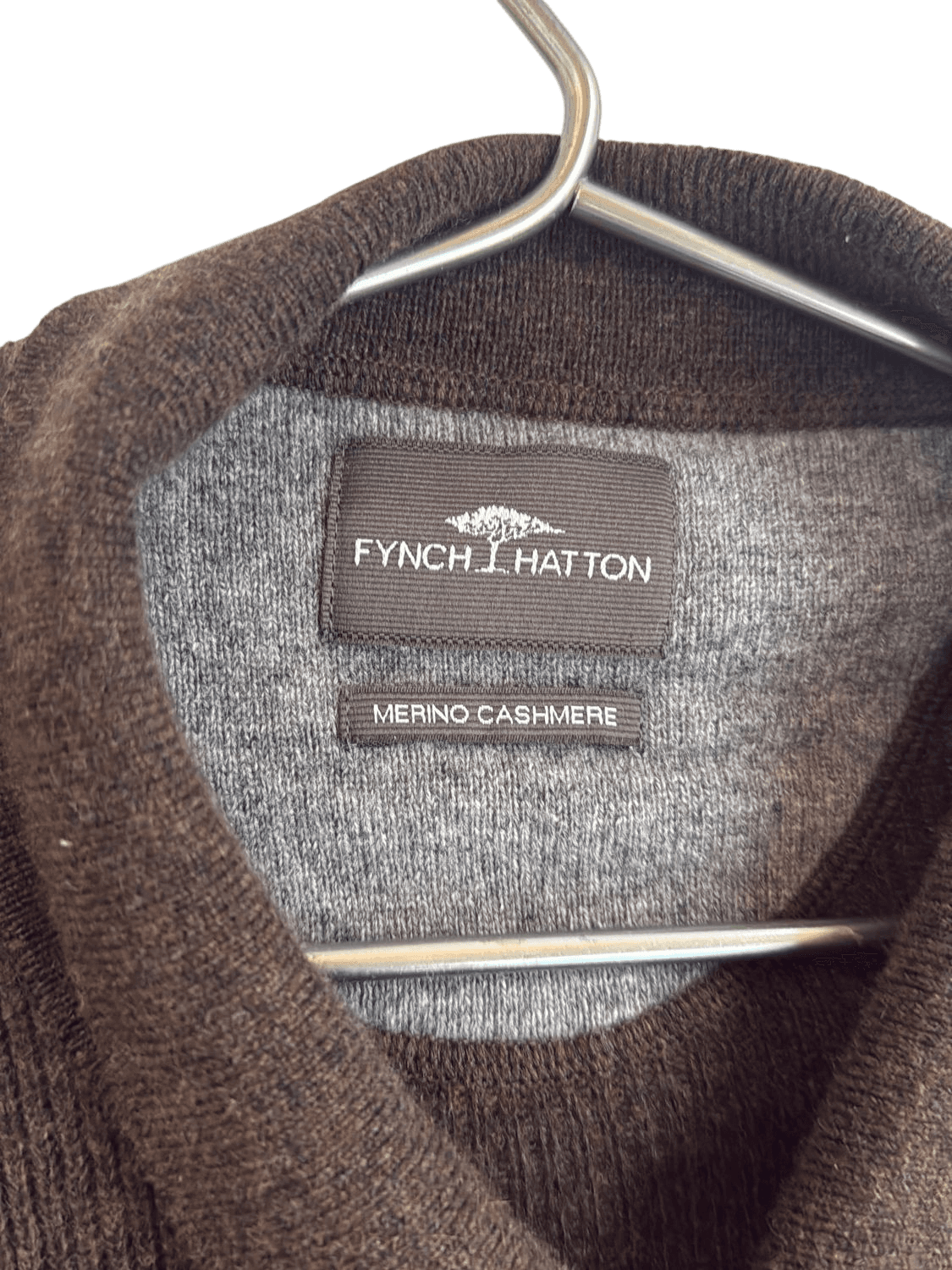 FYNCH HATTON Brown Merino Cashmere Button-Down Shirt 3