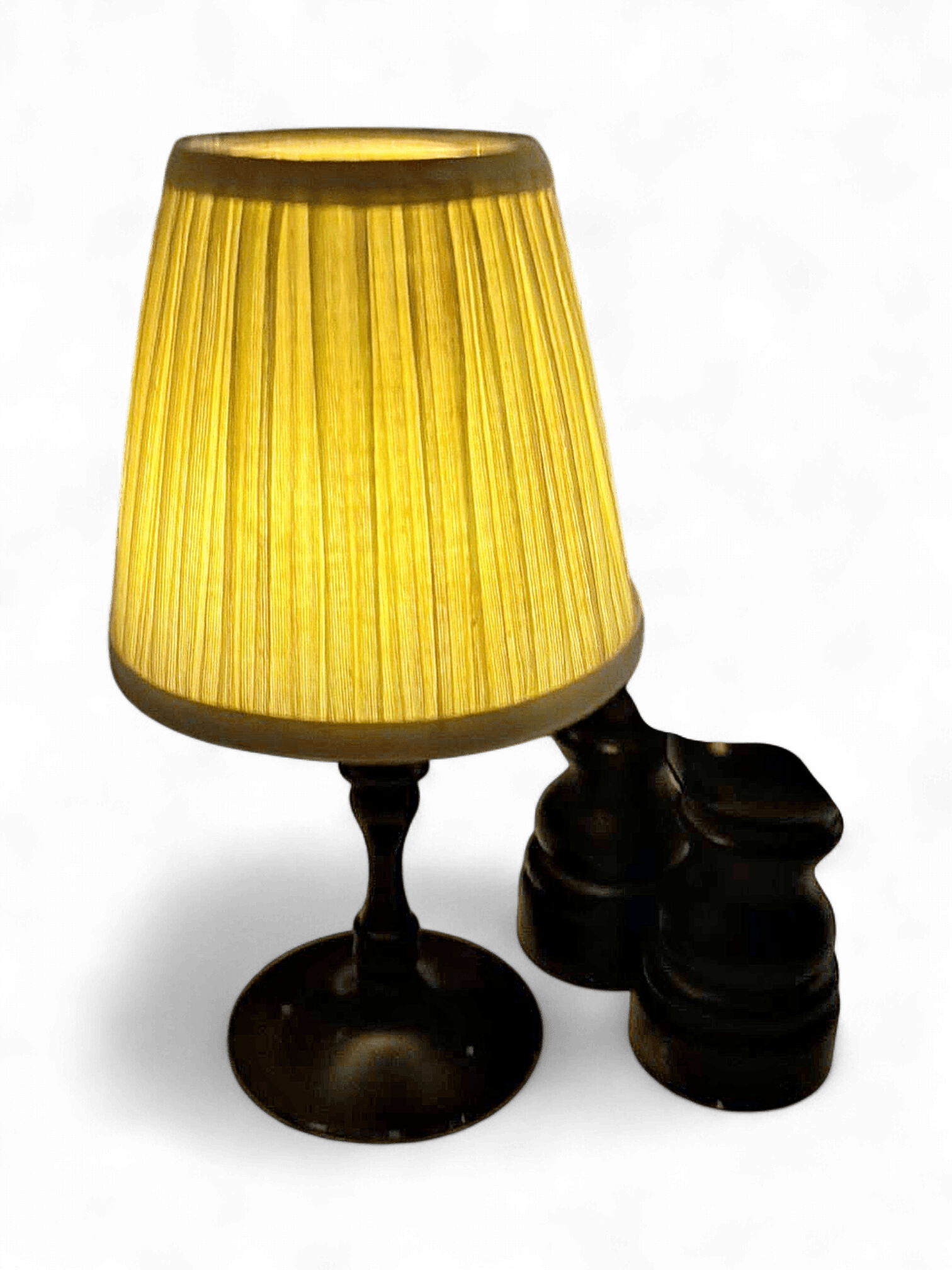 Black Table Lamp with Beige Fabric Shade 2