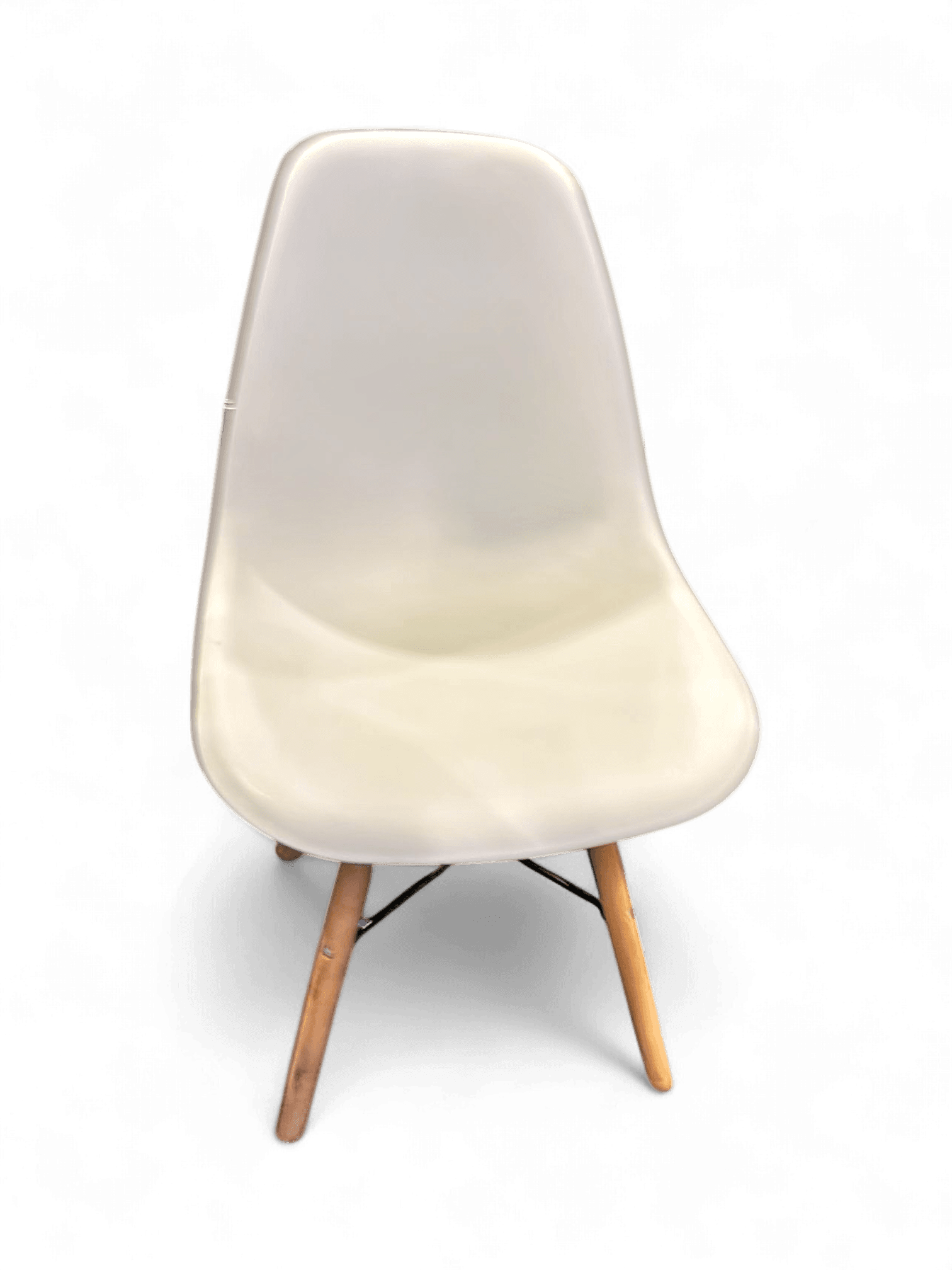 Modern White Plastic Chair with Wooden Legs 2