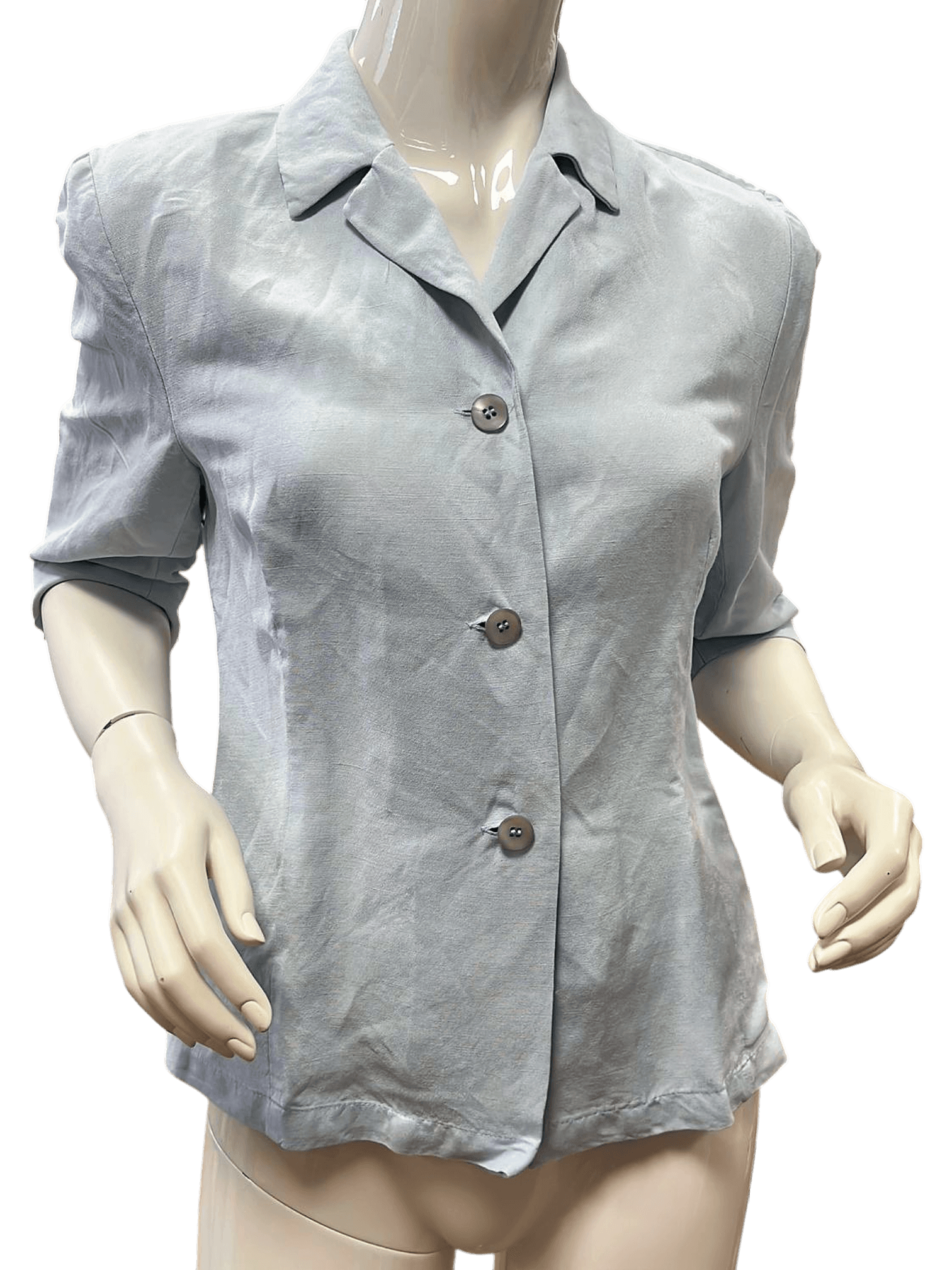 Erich Fend Hellblaues Leinen-Kostüm - Blazer mit Kleid - Größe 38 5