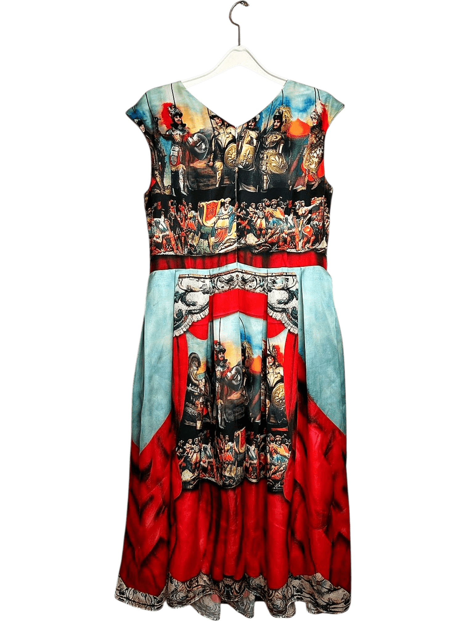 Swallow Hu Renaissance Warrior Print Midi Dress - Size L 2