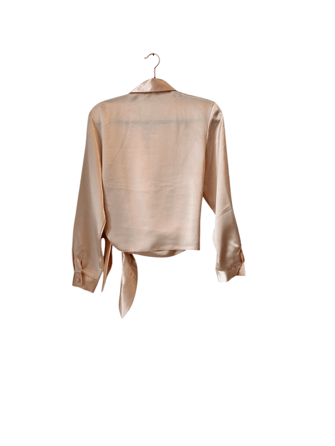 Vintage 80s ELJANA Fashion Peach Satin Wrap Blouse - Size 38 3