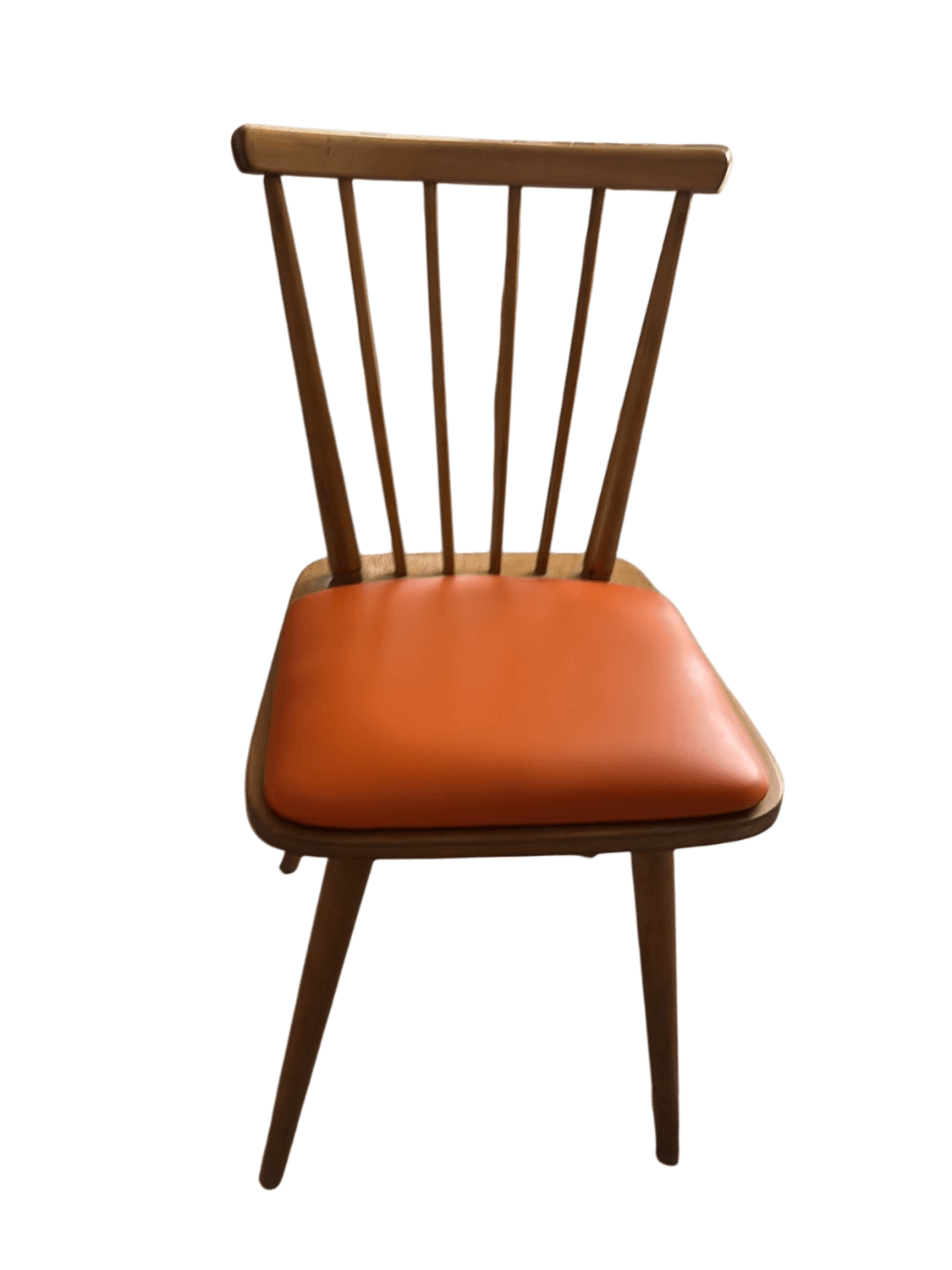 Burton Wooden Dining Chair with Orange Vinyl Seat