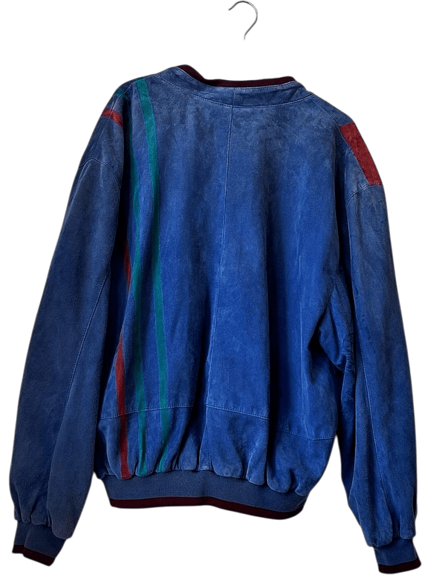 Vintage Zaspel Suede Bomber Jacket - Blue & Burgundy Colorblock Design 2