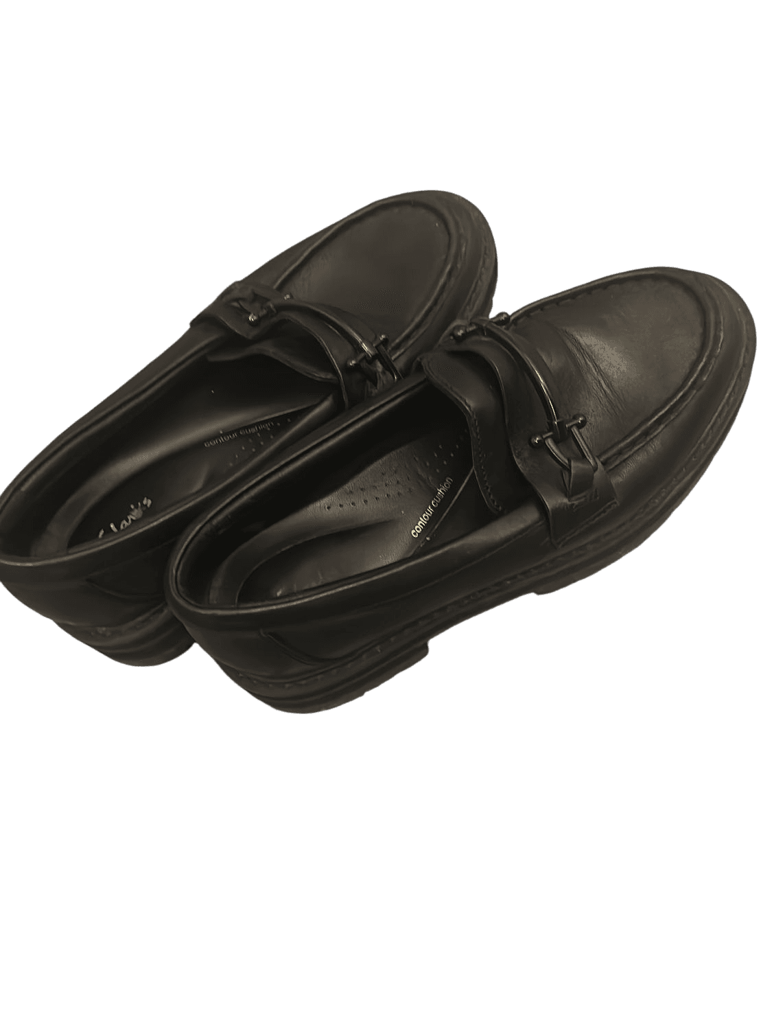 Clarks Black Leather Horsebit Loafers with Chunky Sole