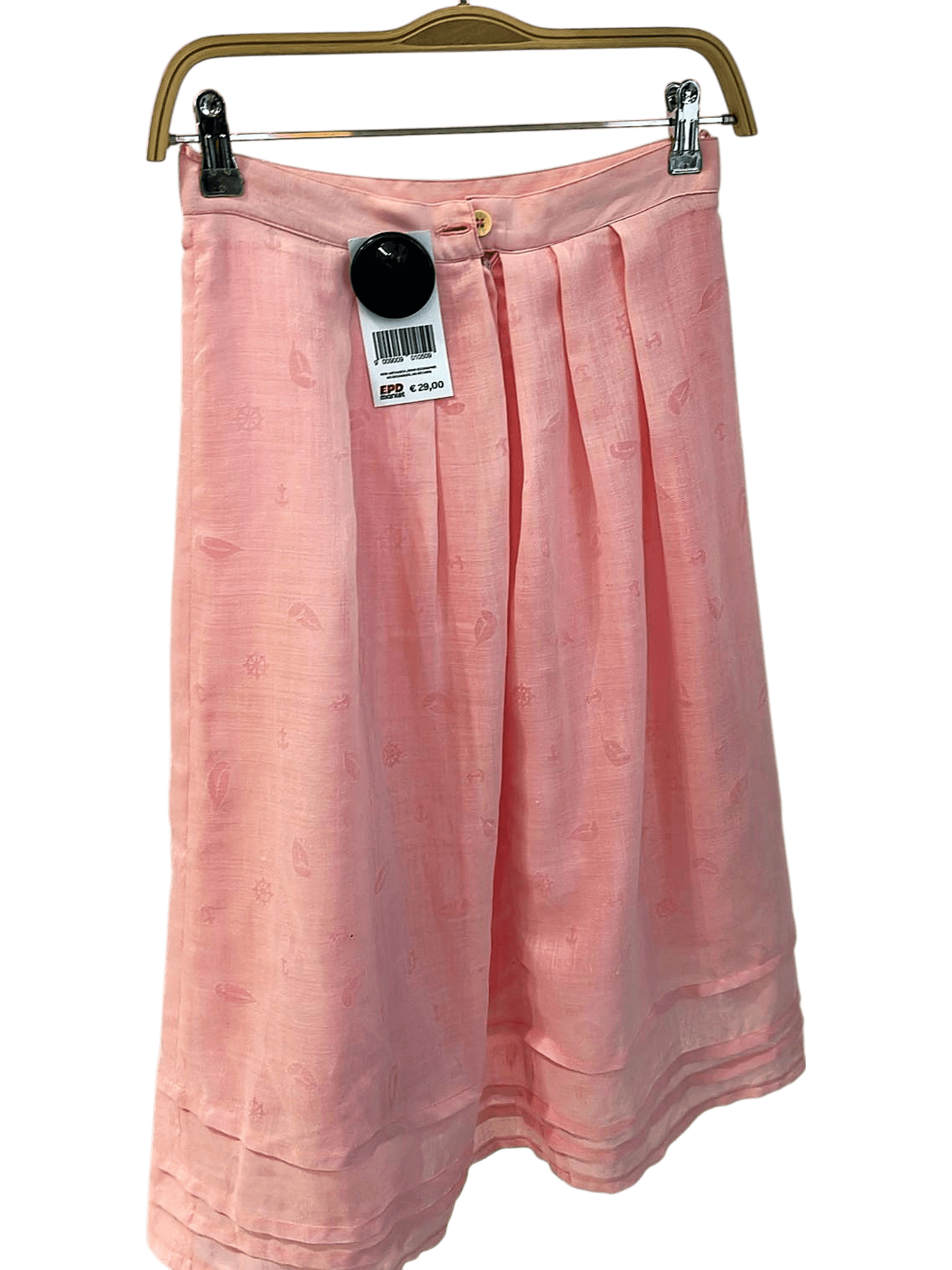 New Pink Linen Pleated Midi Skirt with Decorative Hem - Original Tags 2