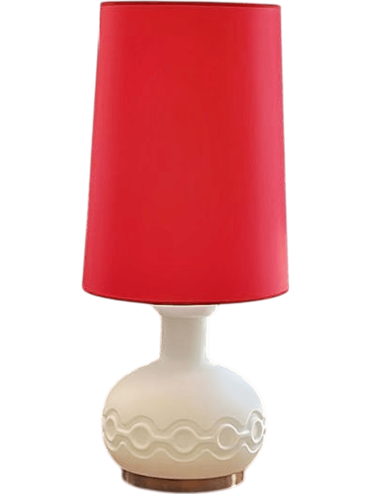 Vintage Tischlampe mit weißem Sockel und pinkem Schirm 2