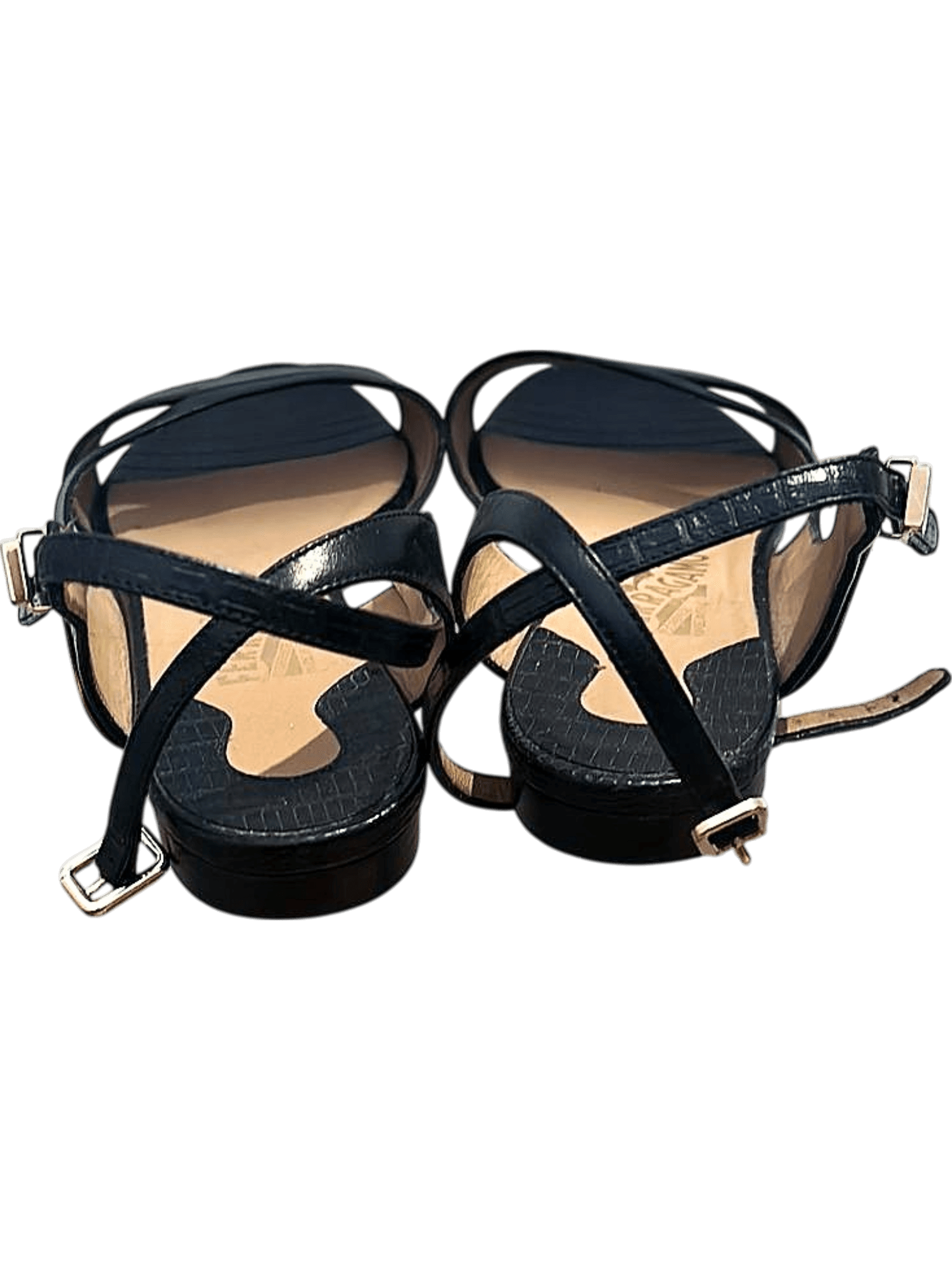 Salvatore Ferragamo Black Leather Slingback Sandals with Gold Hardware 4