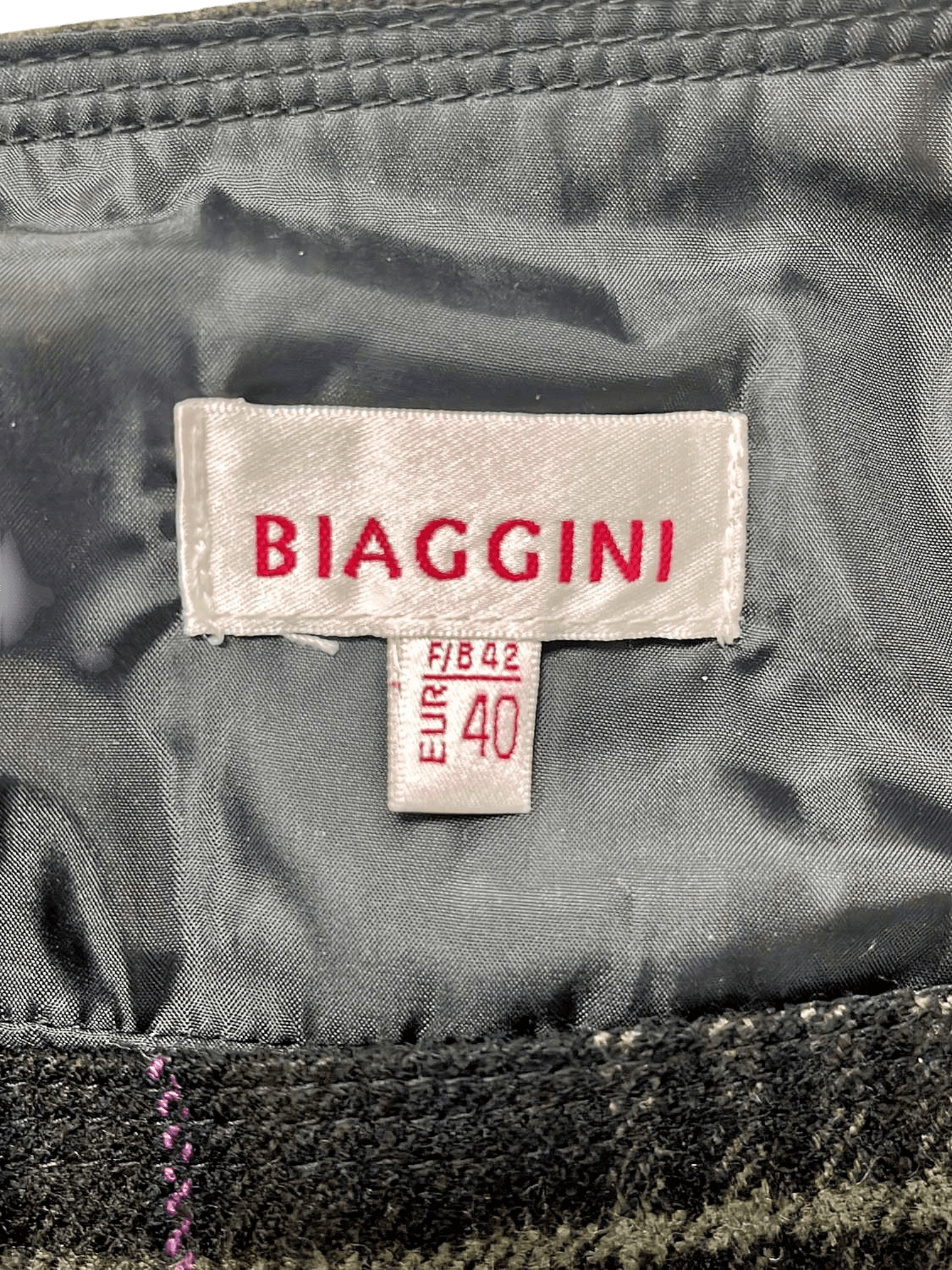 Biaggini Karo-Rock aus Wolle - Gr. 40 - Schwarz mit lila Akzenten 3