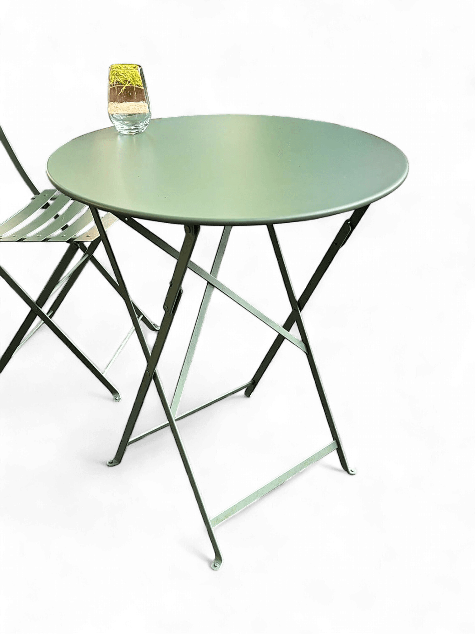 Foldable Green Metal Bistro Table for Outdoor Use 2