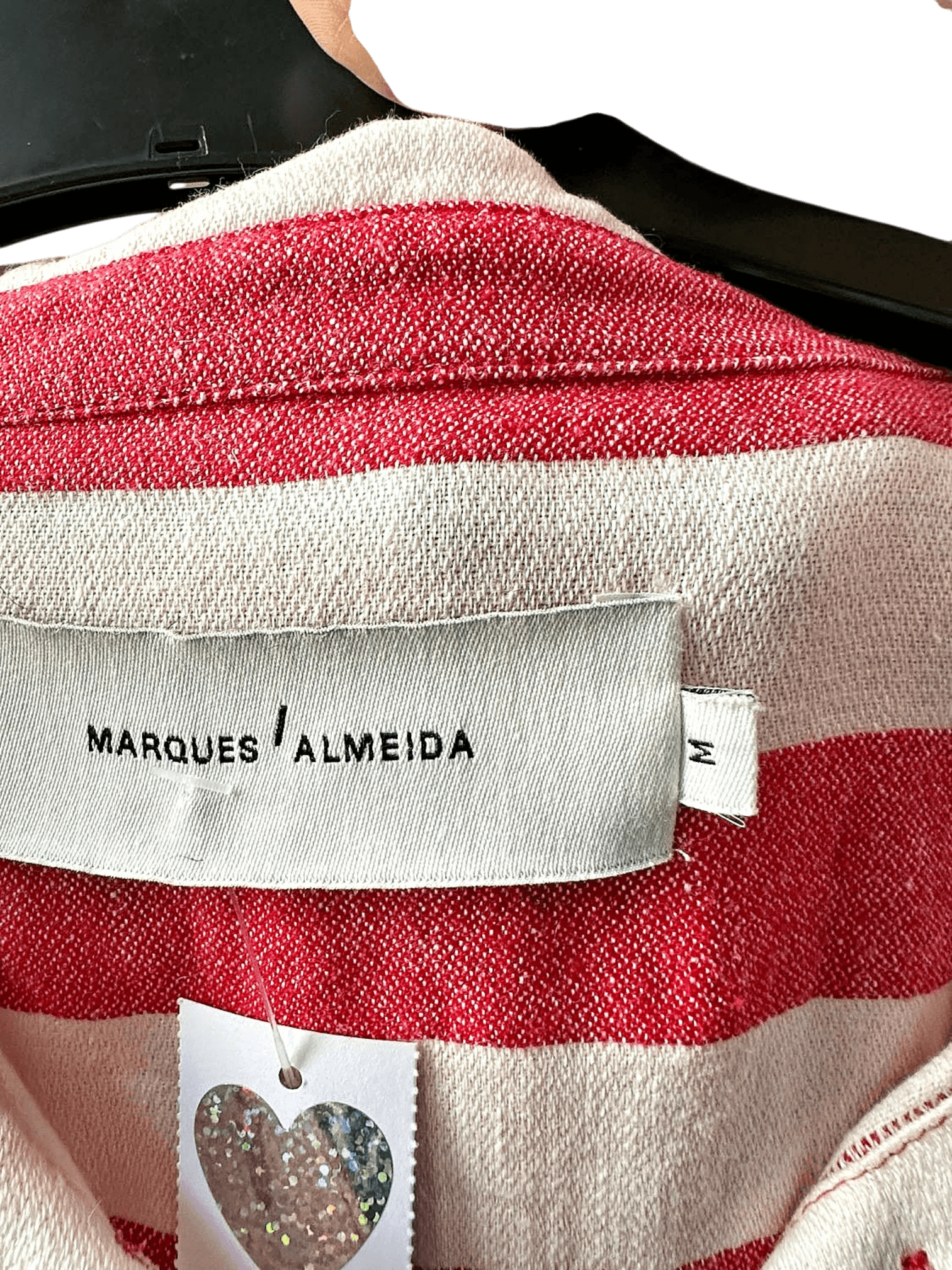 Marques' Almeida Red and White Striped Linen Cotton Button-Down Shirt 3