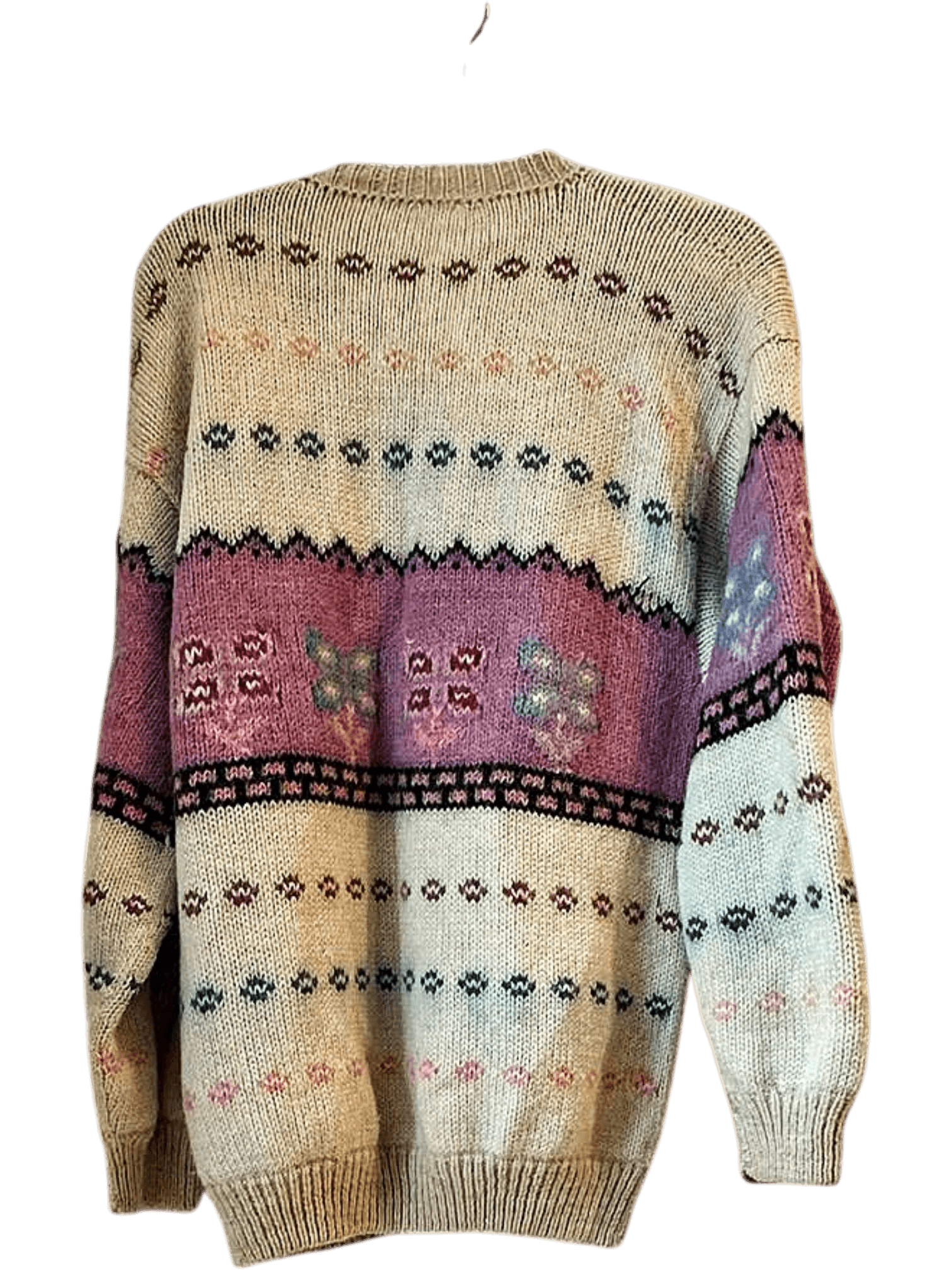 Vintage 90s Handmade Fair Isle Pattern Cardigan Sweater 2
