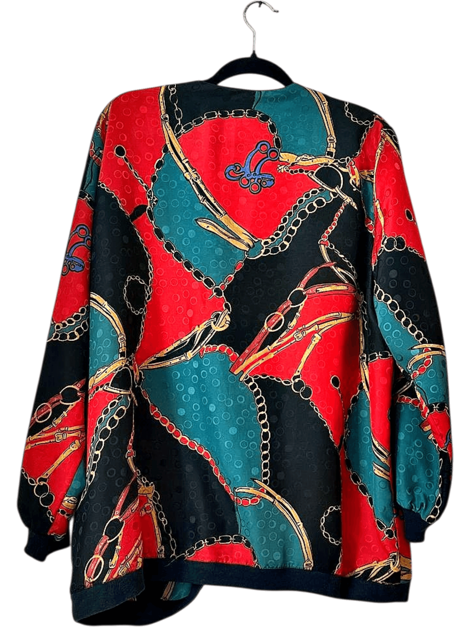 Vintage 90s Colorful Chain Print Polyester Blazer 2