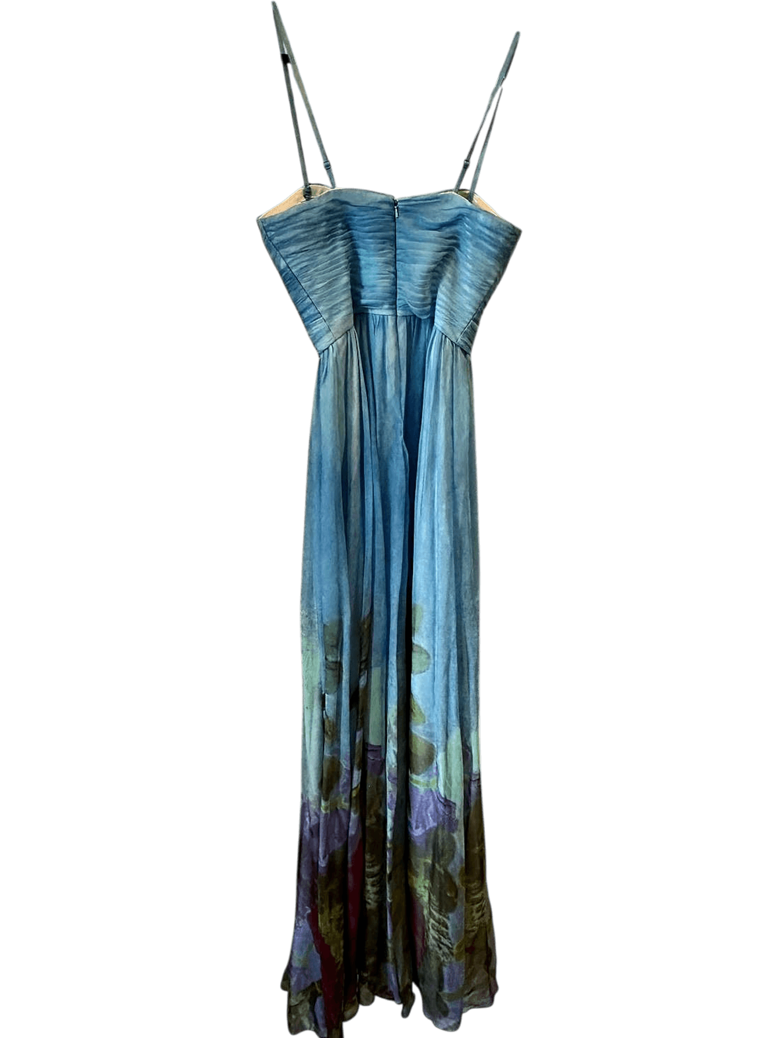 Aidan Mattox Blue Ombre Floral Maxi Dress with Silk Lining 3