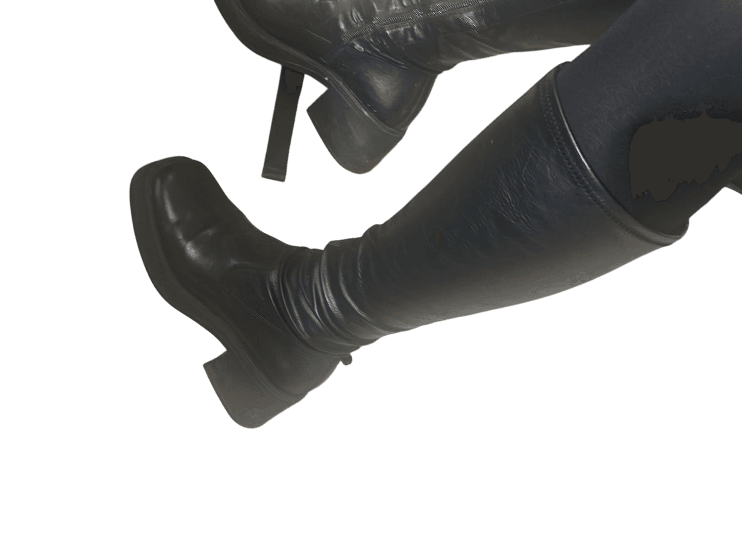 Black Leather Platform Boots - Chunky Heel