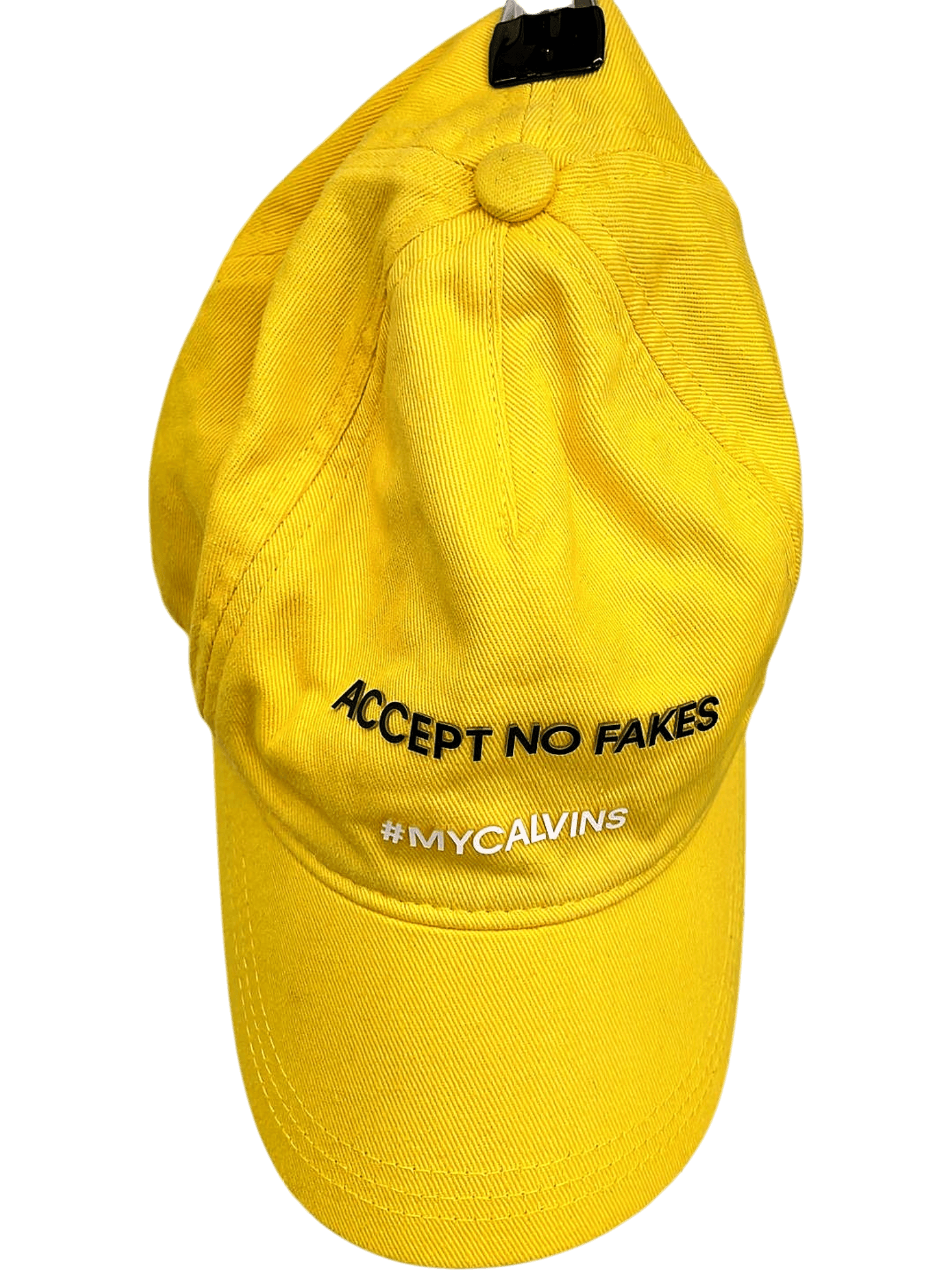 Calvin Klein Yellow Cap - #MYCALVINS 'Accept No Fakes' Baseball Hat 1