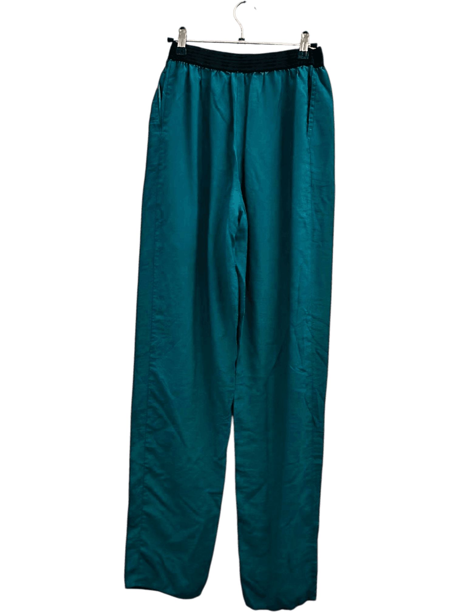 Teal vintage 80s High-Waisted Trousers with Elastic Waistband 2
