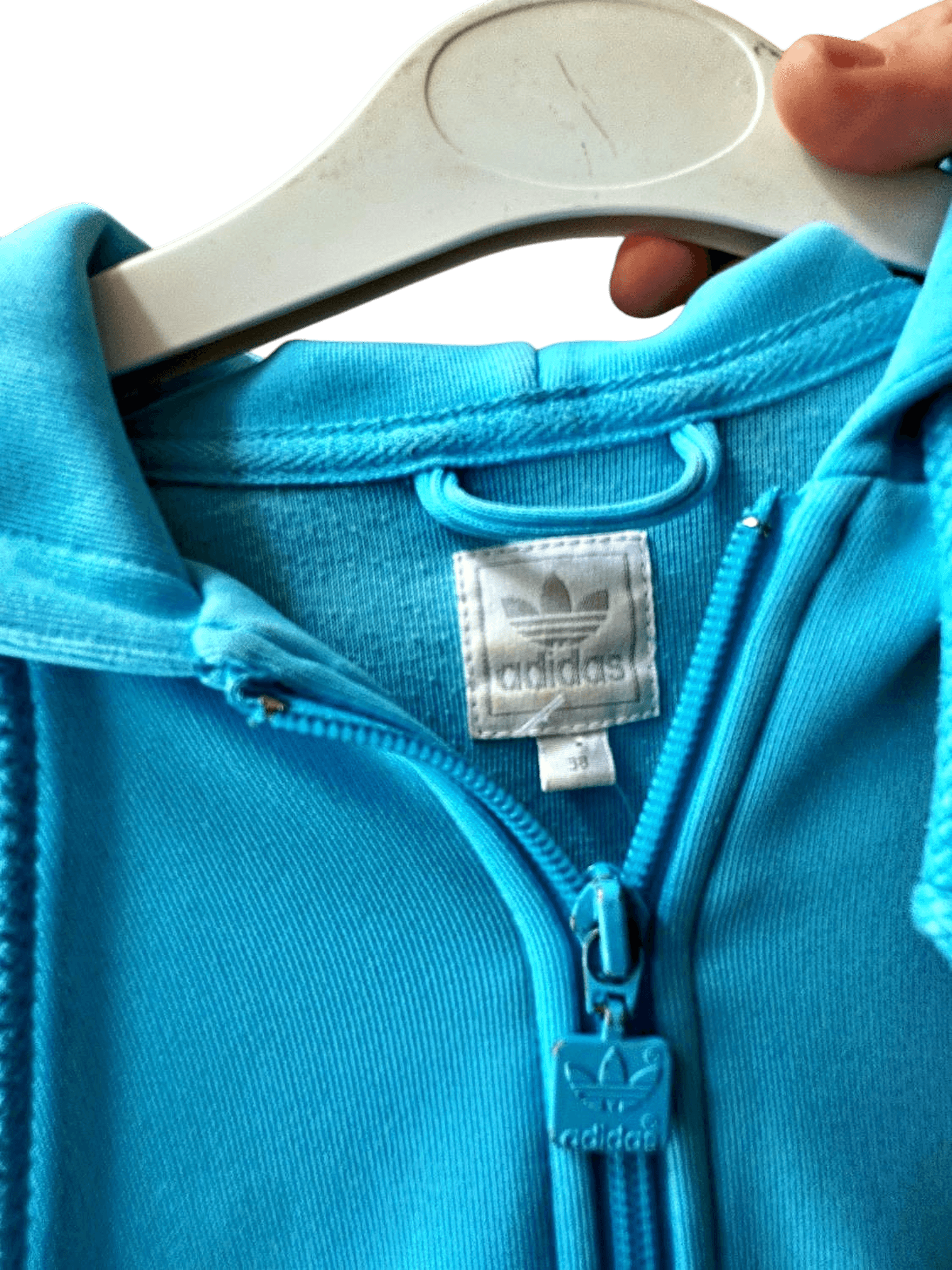 Vintage Y2K Adidas Light Blue Zip-Up Hoodie - Size S 3