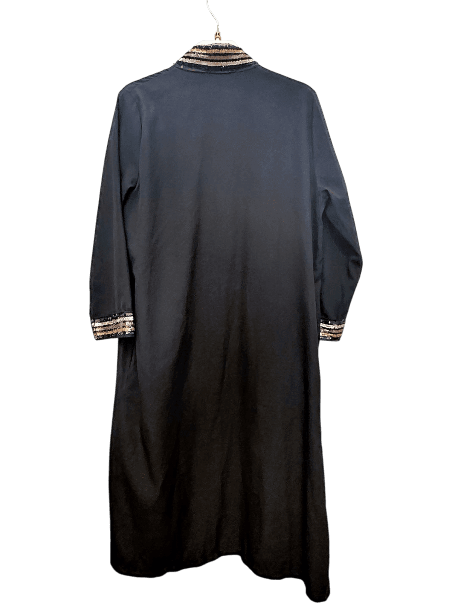 Elegant Black Cardigan Coat with Decorative Gold Trim - New with Tag 2