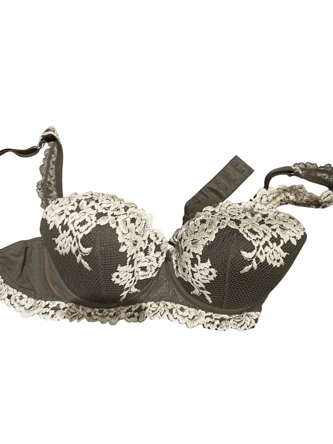 Kaki Balconette Bra with Beige Lace Detail 1