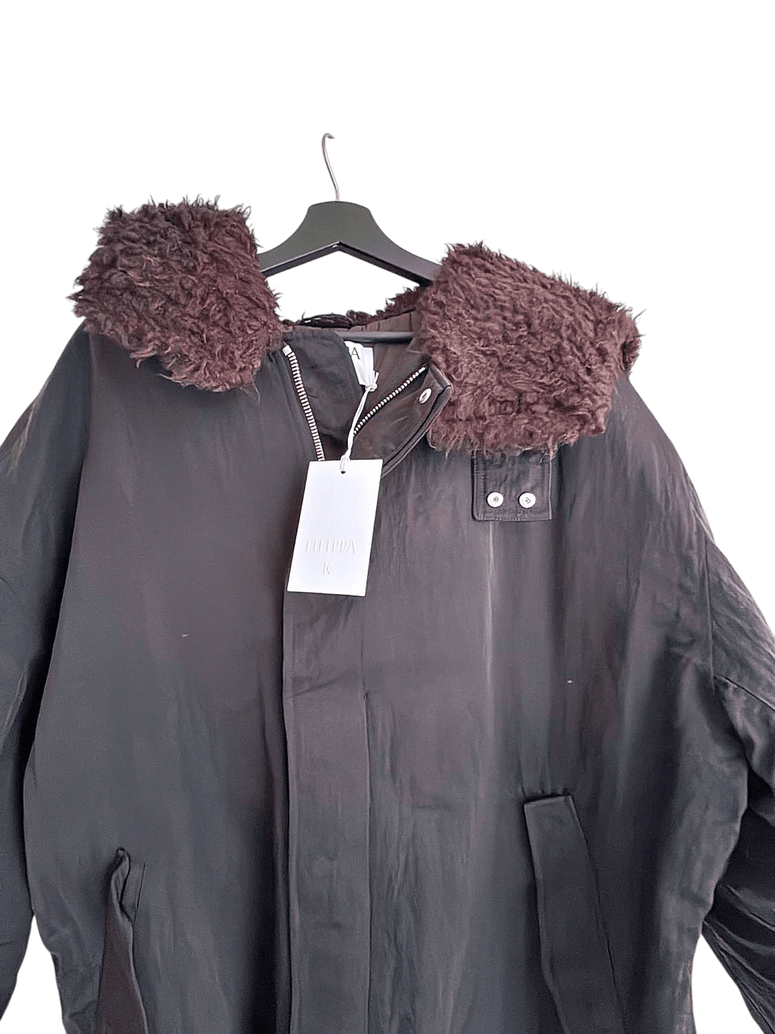 Filippa K schwarzer Parka mit Kunstfellkapuze - Neu mit Etikett 2