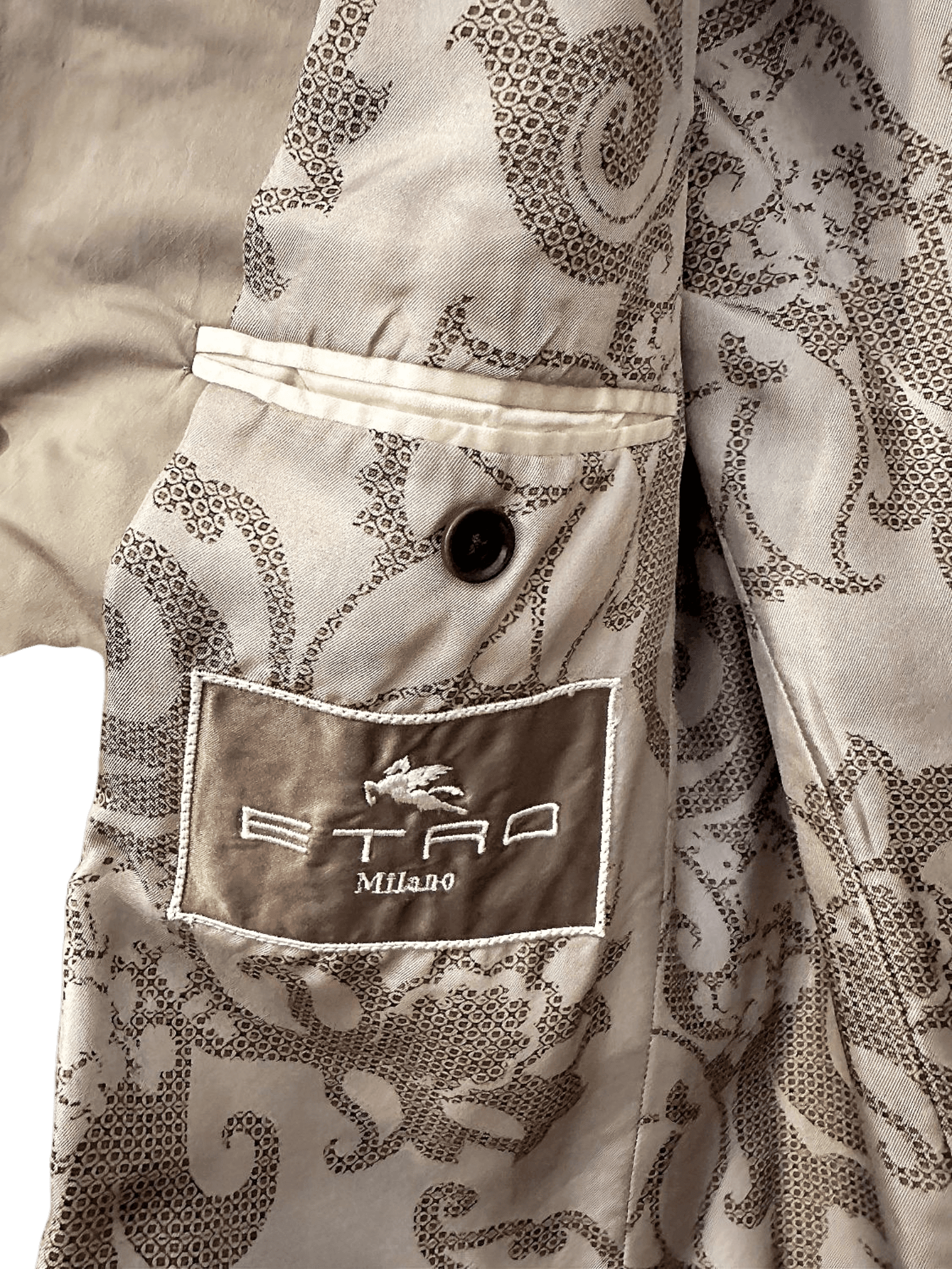 ETRO Milano Beige Cotton Blazer - Size 54L - Vintage Y2K 3