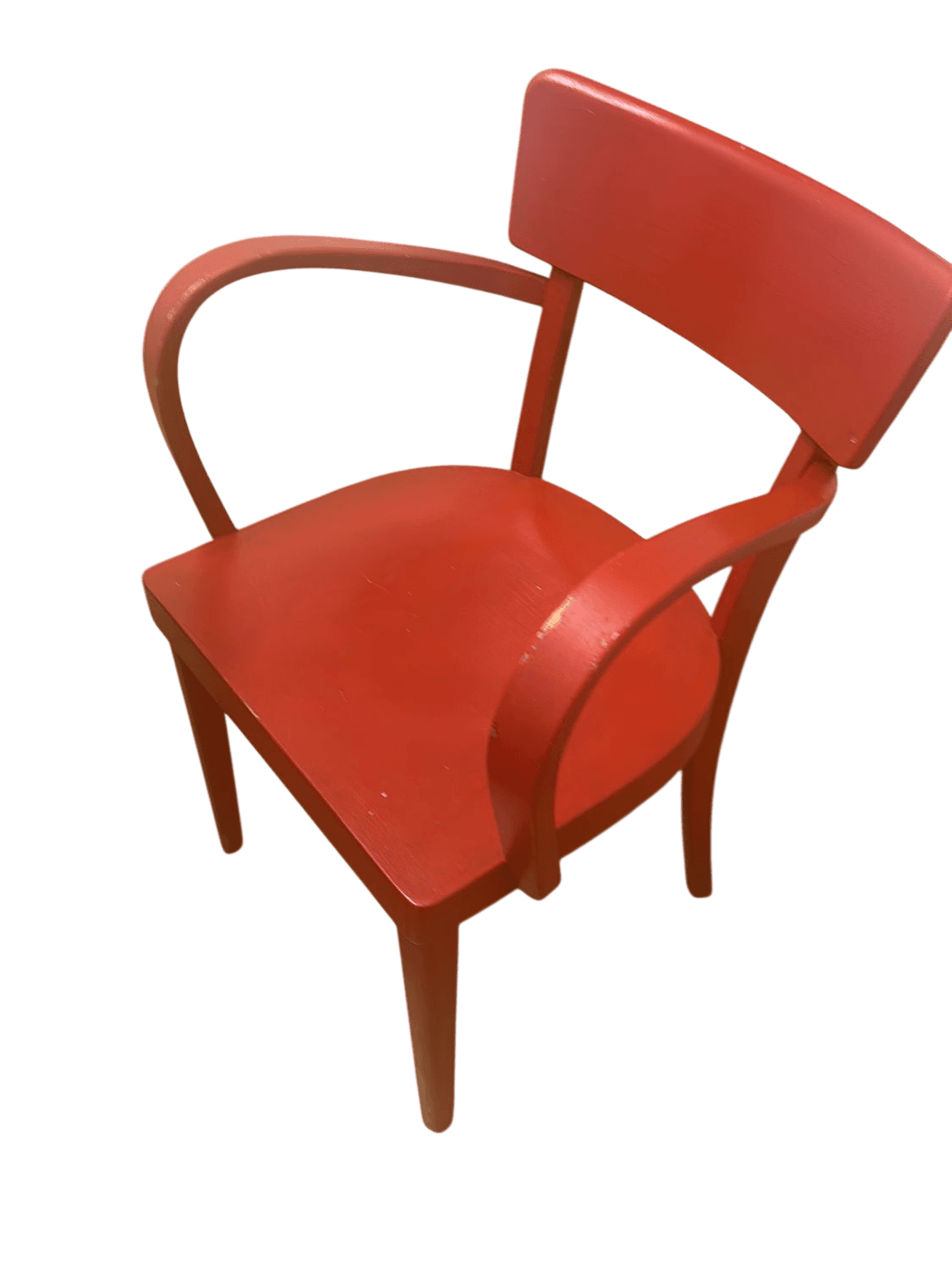 Roter Holzstuhl mit Armlehnen - Vintage Design
