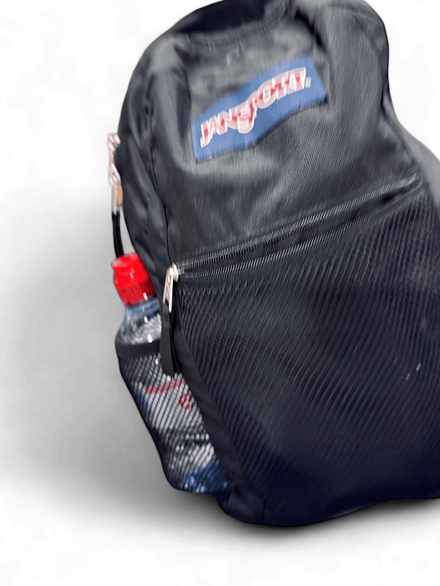 JanSport Black Backpack with Mesh Pocket 1