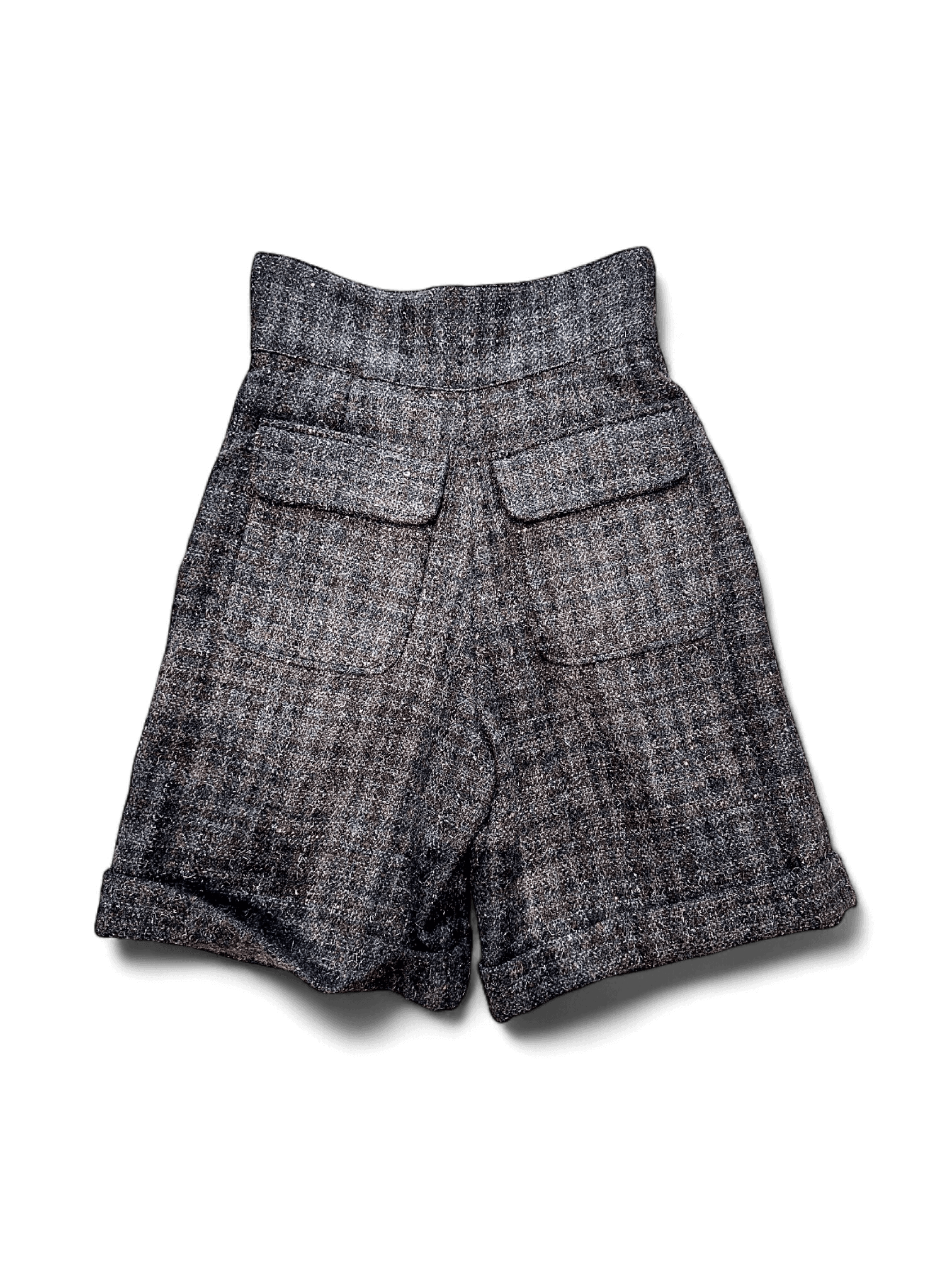 Vintage Wool High-Waisted Charcoal Gray Shorts with Red Lining 3