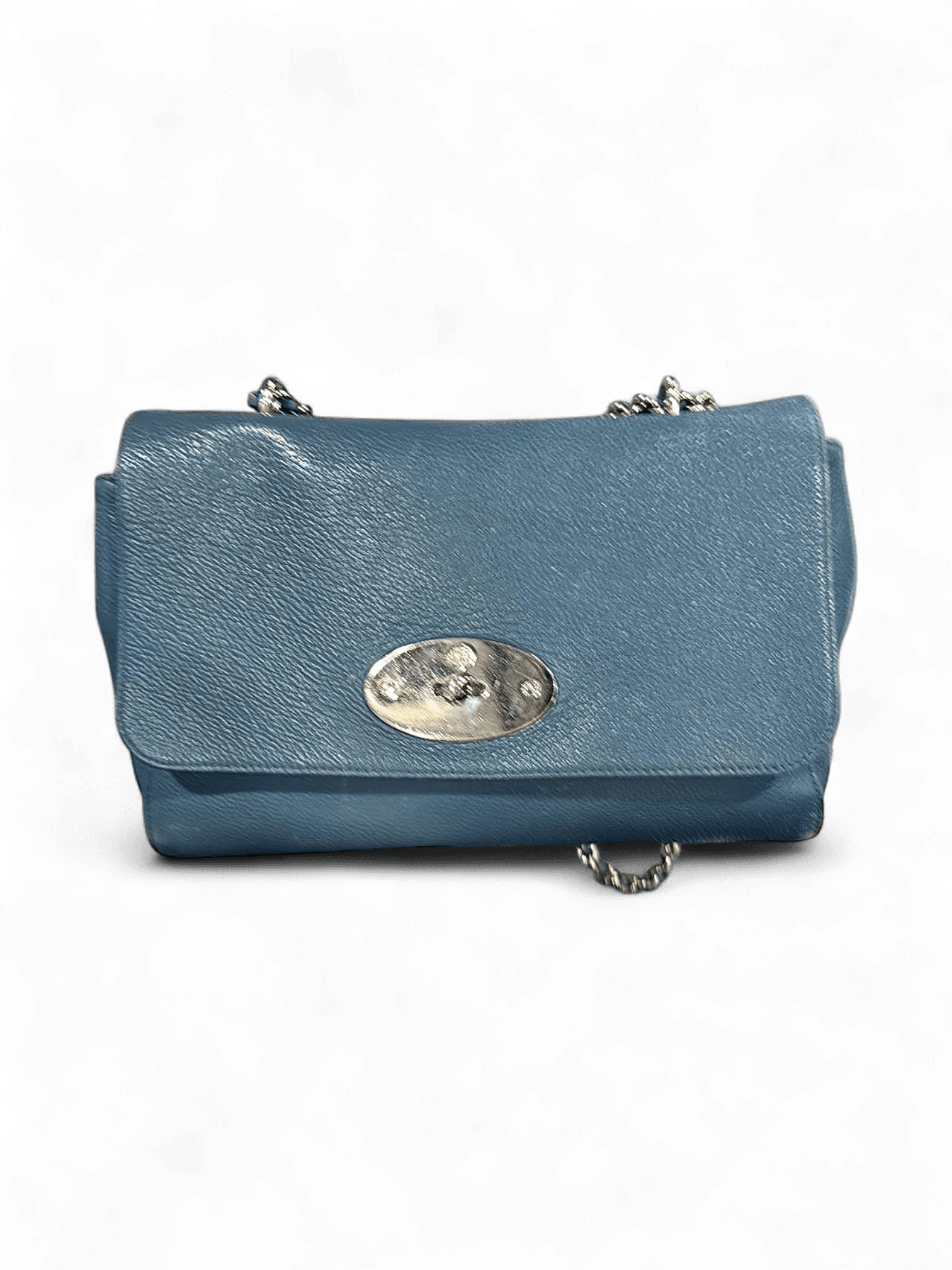 Mulberry Blue Leather Crossbody Bag with Chain Strap 1