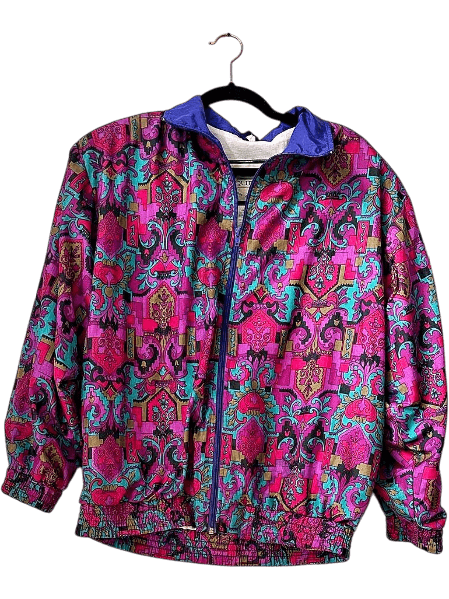 Vintage Sequence Patterned Windbreaker Jacket - M/L 1