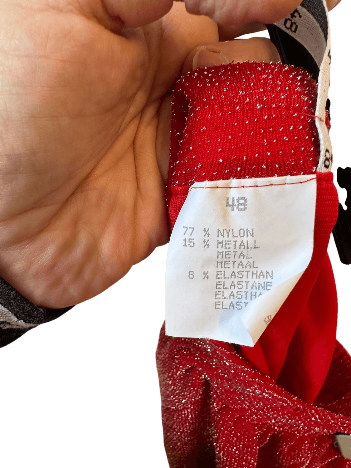 Vintage 80s Hermann Lange Red Sparkly Metallic Skirt - Size 48 5